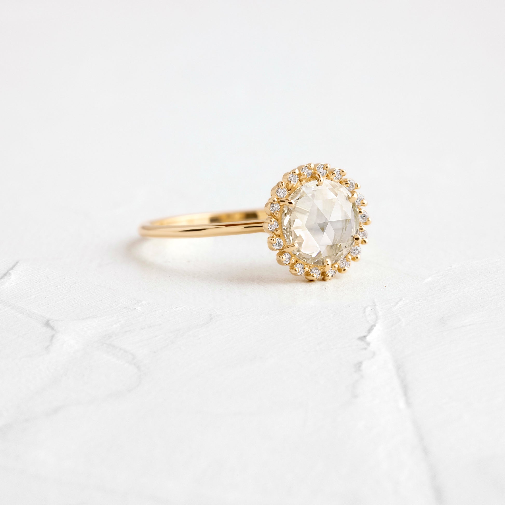 Halo-Rose Cut Lab Grown Diamond Engagement Ring - Front view