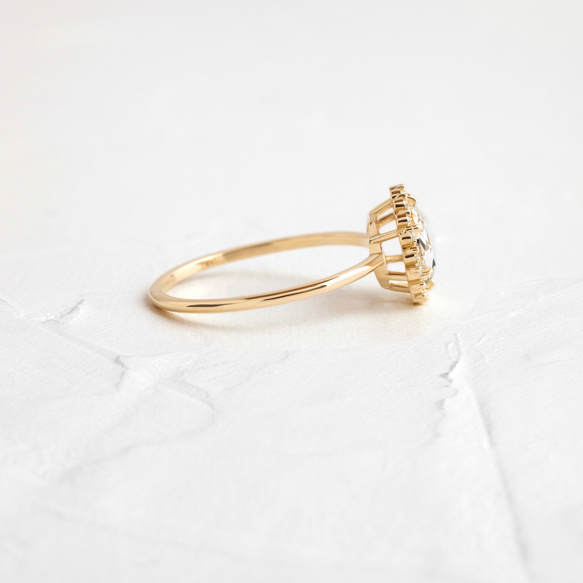 Halo-Rose Cut Lab Grown Diamond Engagement Ring - Side view