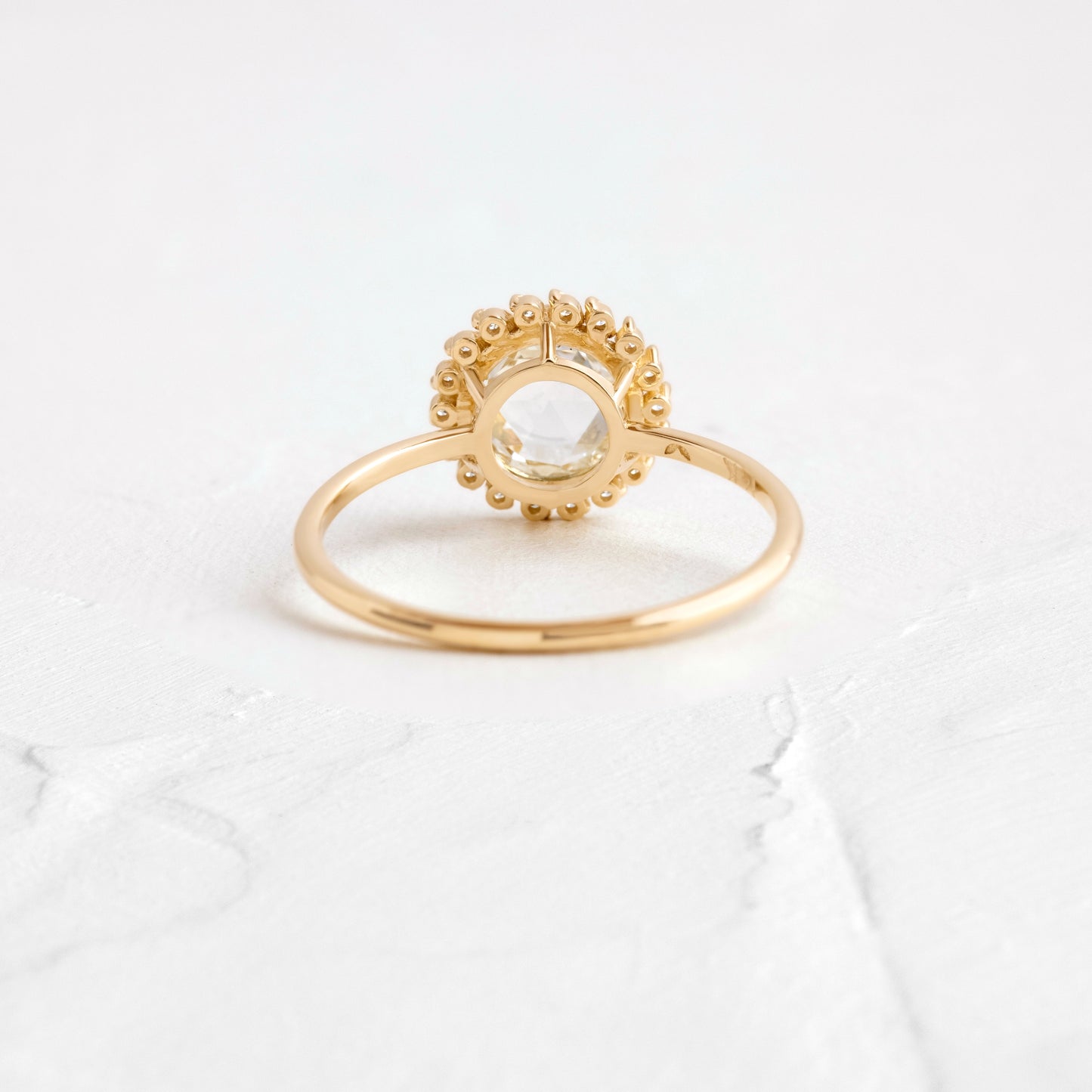 Halo-Rose Cut Lab Grown Diamond Engagement Ring - Back view