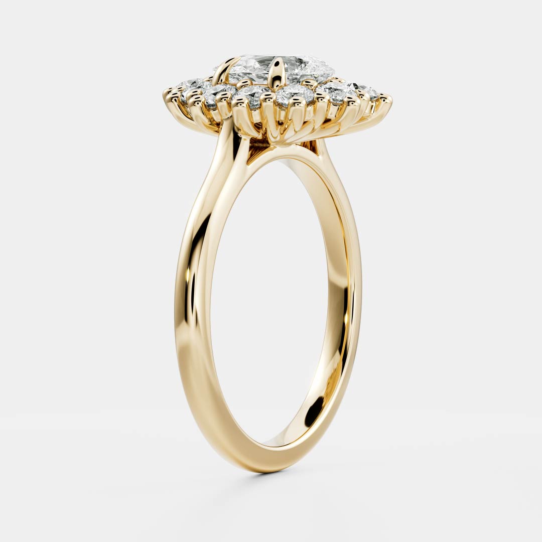Halo Style-Pear Lab Grown Diamond Engagement Ring - Front view