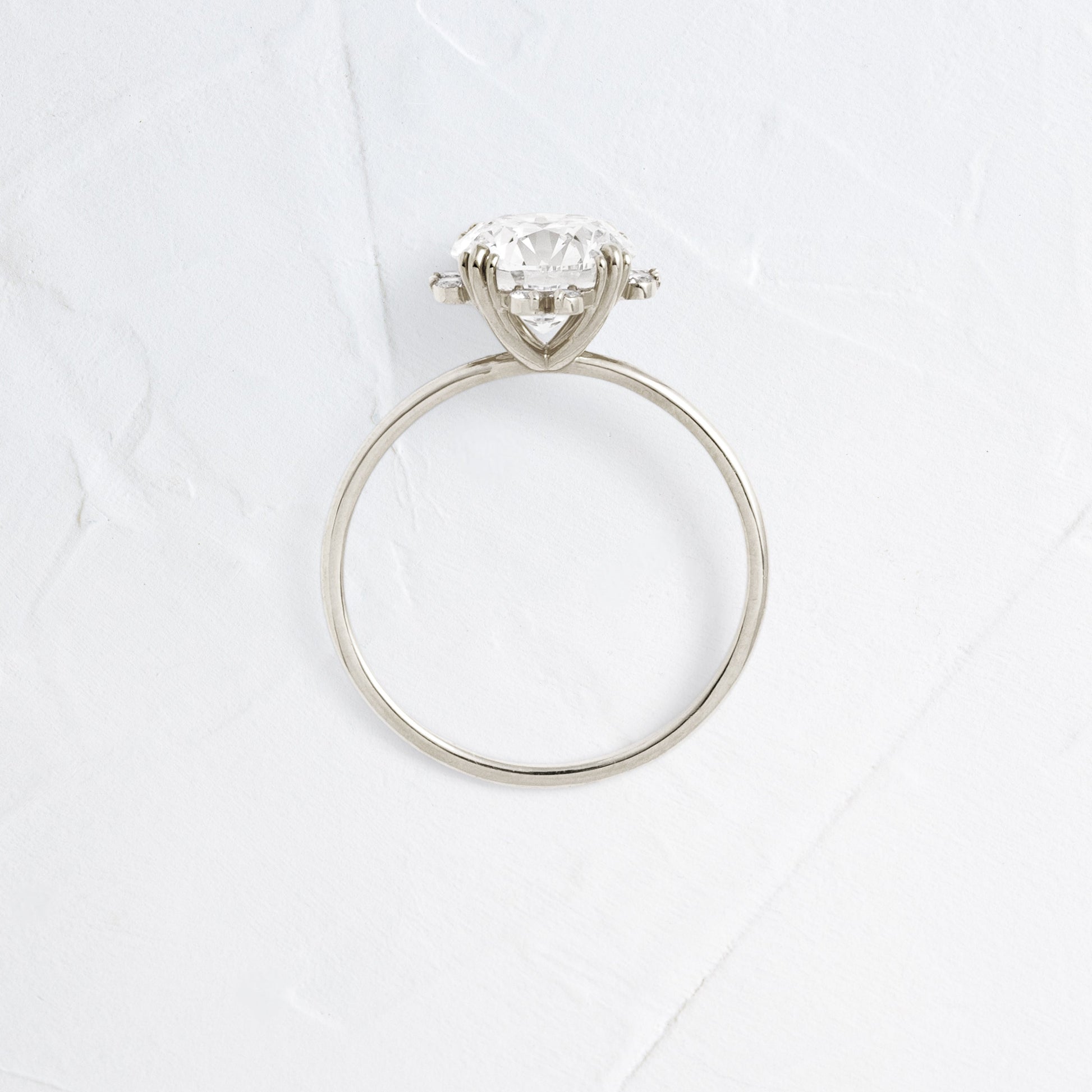 Halo & Triple Prong-Round Lab Grown Diamond Engagement Ring - Back view