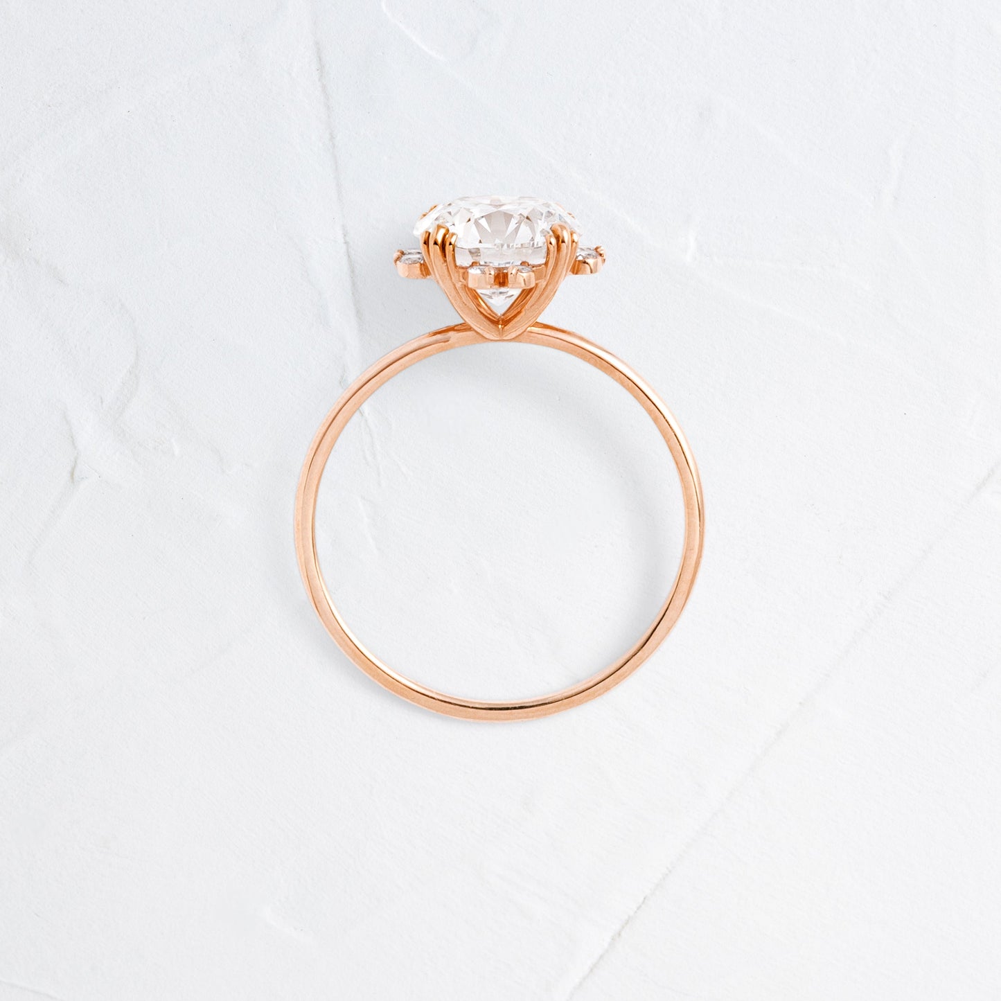 Halo & Triple Prong-Round Lab Grown Diamond Engagement Ring - On model