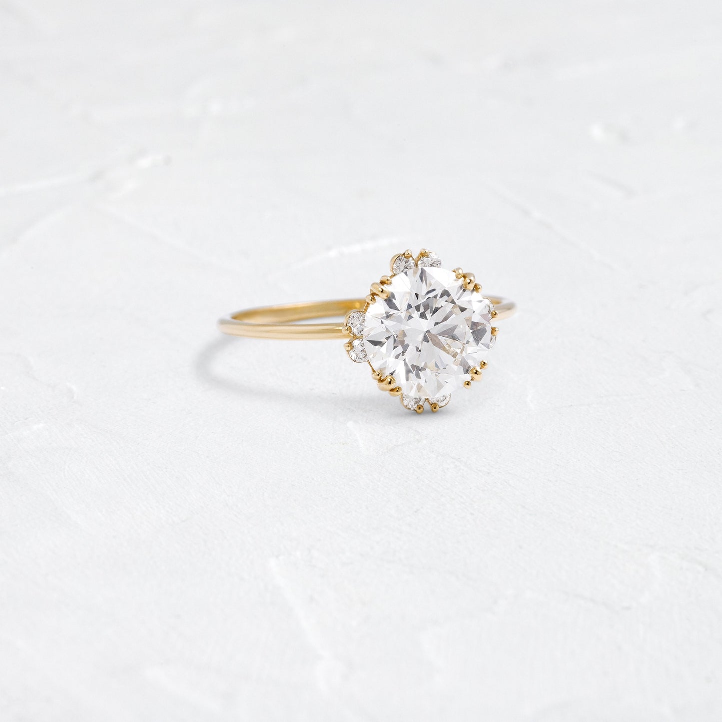 Halo & Triple Prong-Round Lab Grown Diamond Engagement Ring - Front view