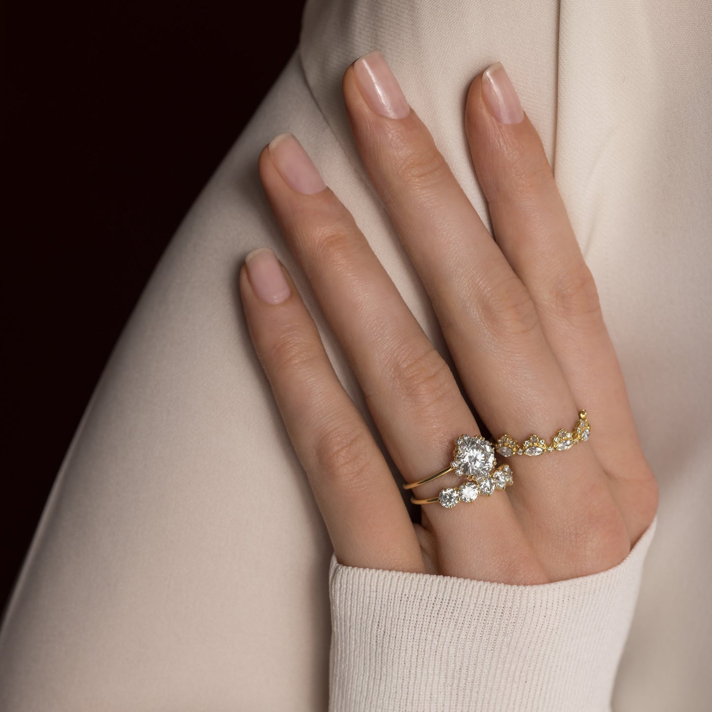 Halo & Triple Prong-Round Lab Grown Diamond Engagement Ring - Front view