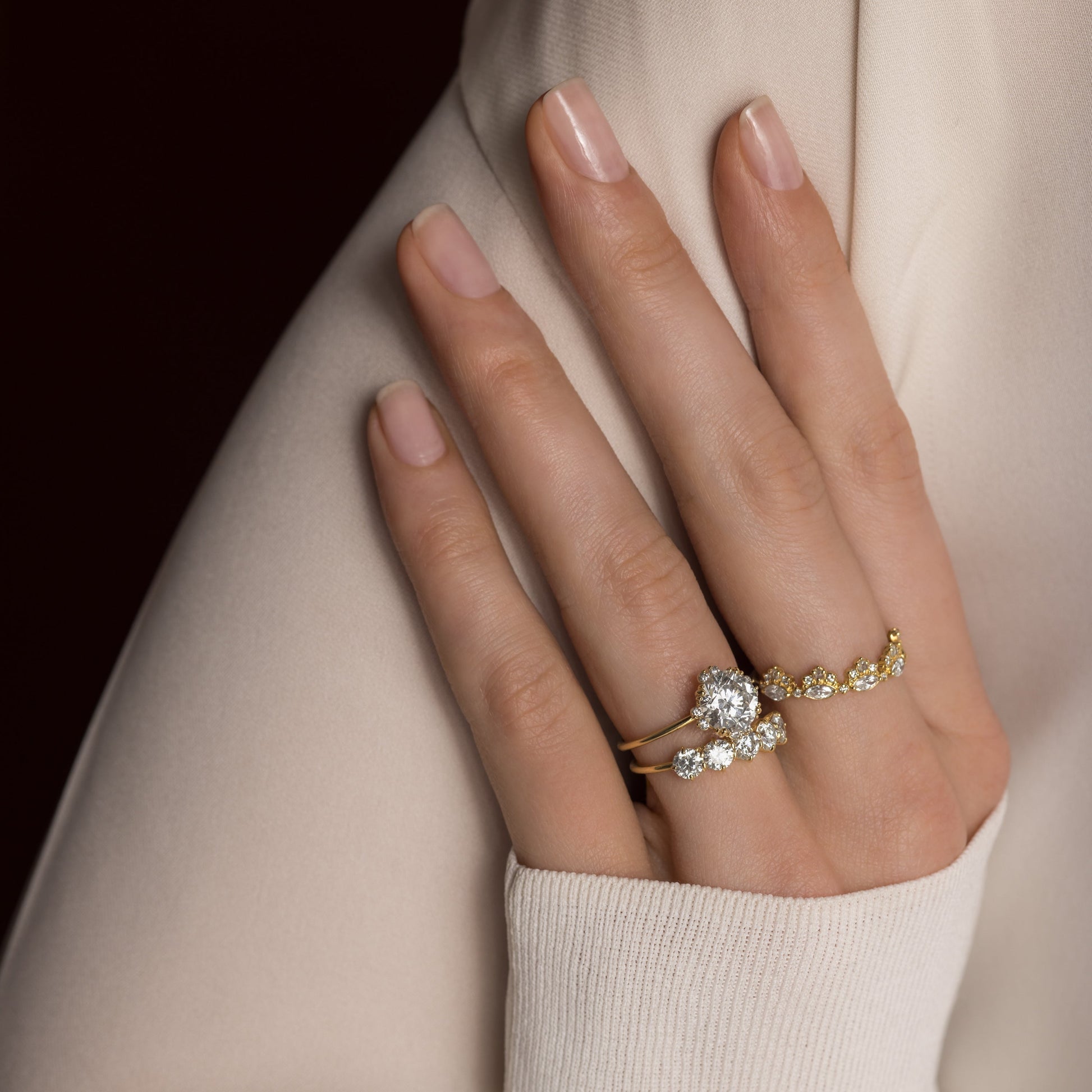 Halo & Triple Prong-Round Lab Grown Diamond Engagement Ring - Front view
