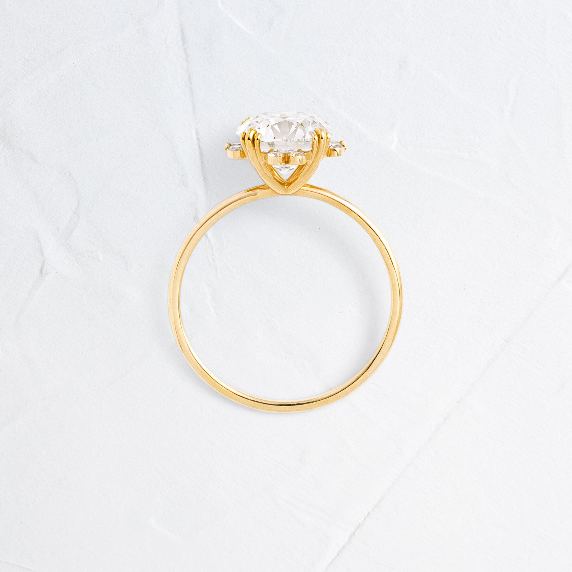 Halo & Triple Prong-Round Lab Grown Diamond Engagement Ring - Side view