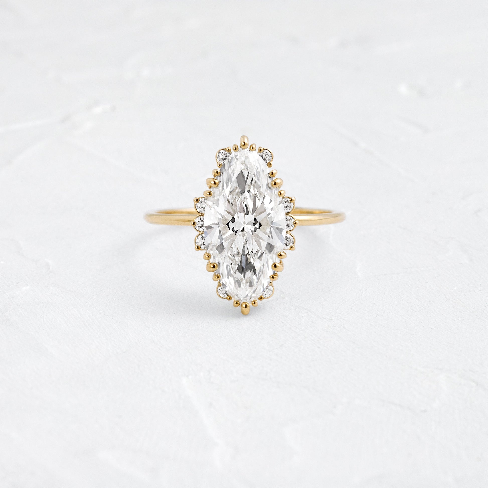 Halo & Triple Prong Style-Marquise Lab Grown Diamond Engagement Ring - Front view