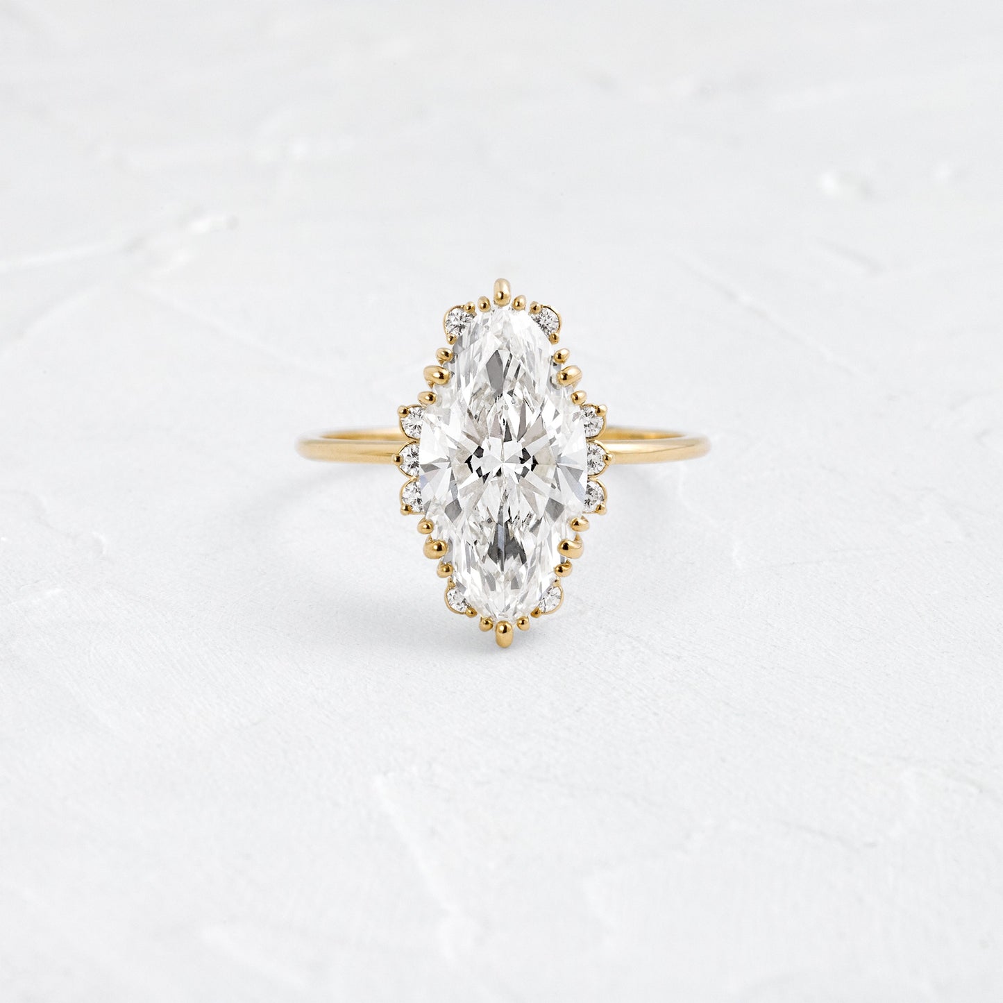 Halo & Triple Prong Style-Marquise Lab Grown Diamond Engagement Ring - Front view