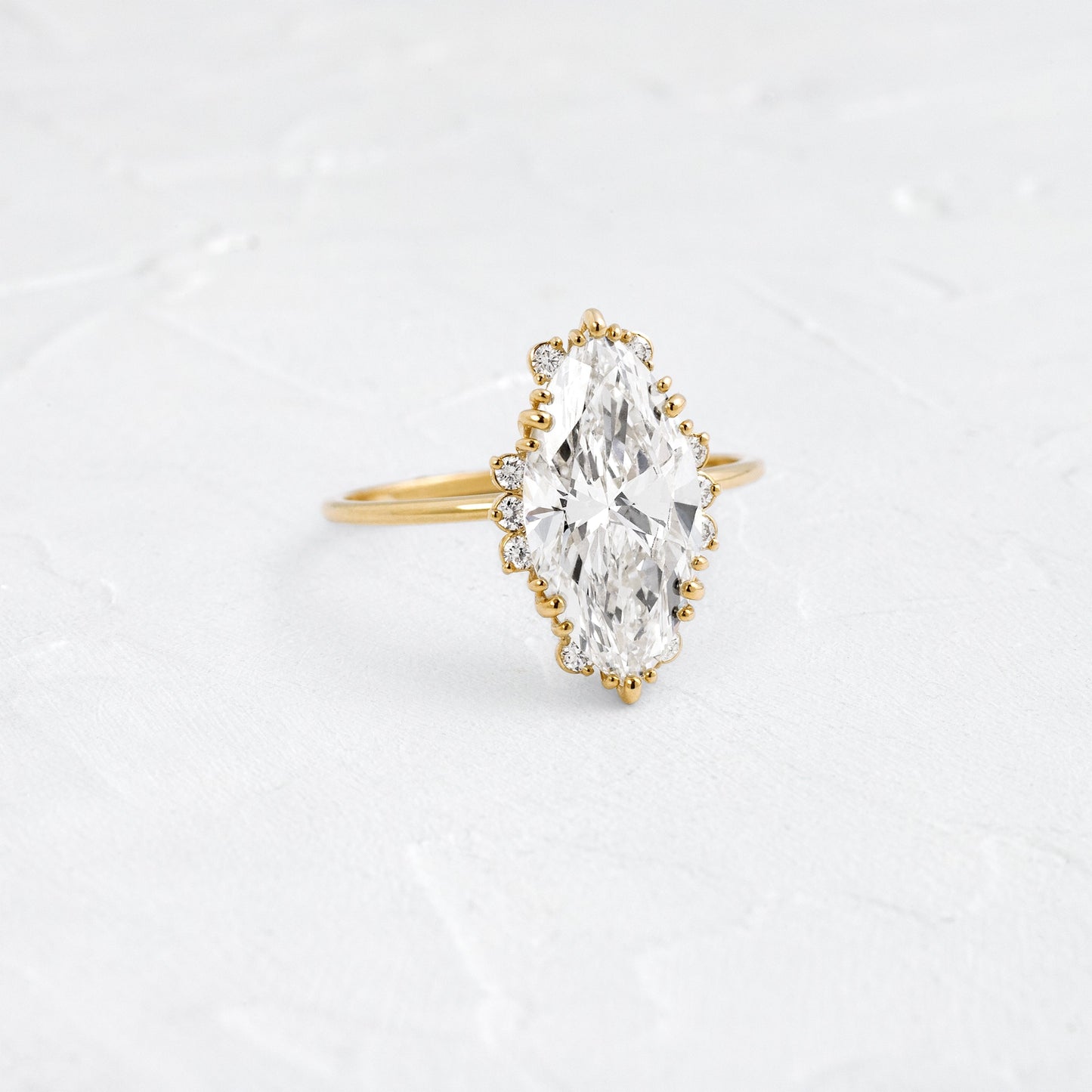 Halo & Triple Prong Style-Marquise Lab Grown Diamond Engagement Ring - Front view