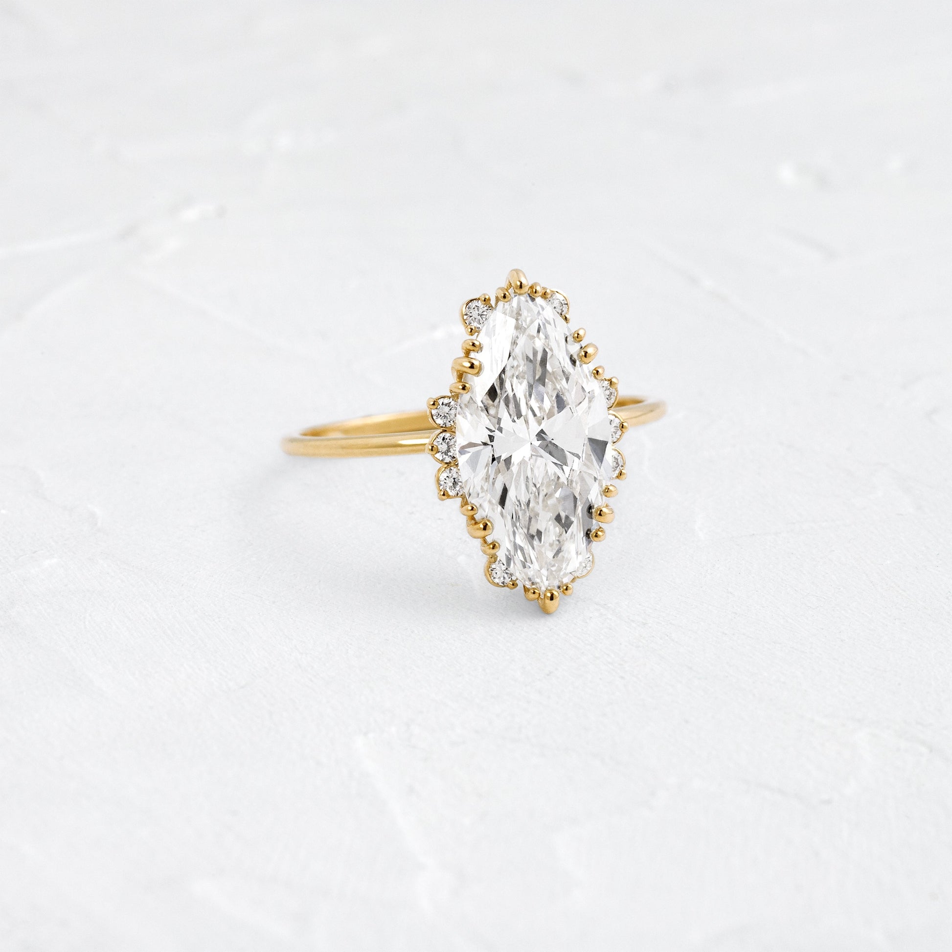 Halo & Triple Prong Style-Marquise Lab Grown Diamond Engagement Ring - Front view