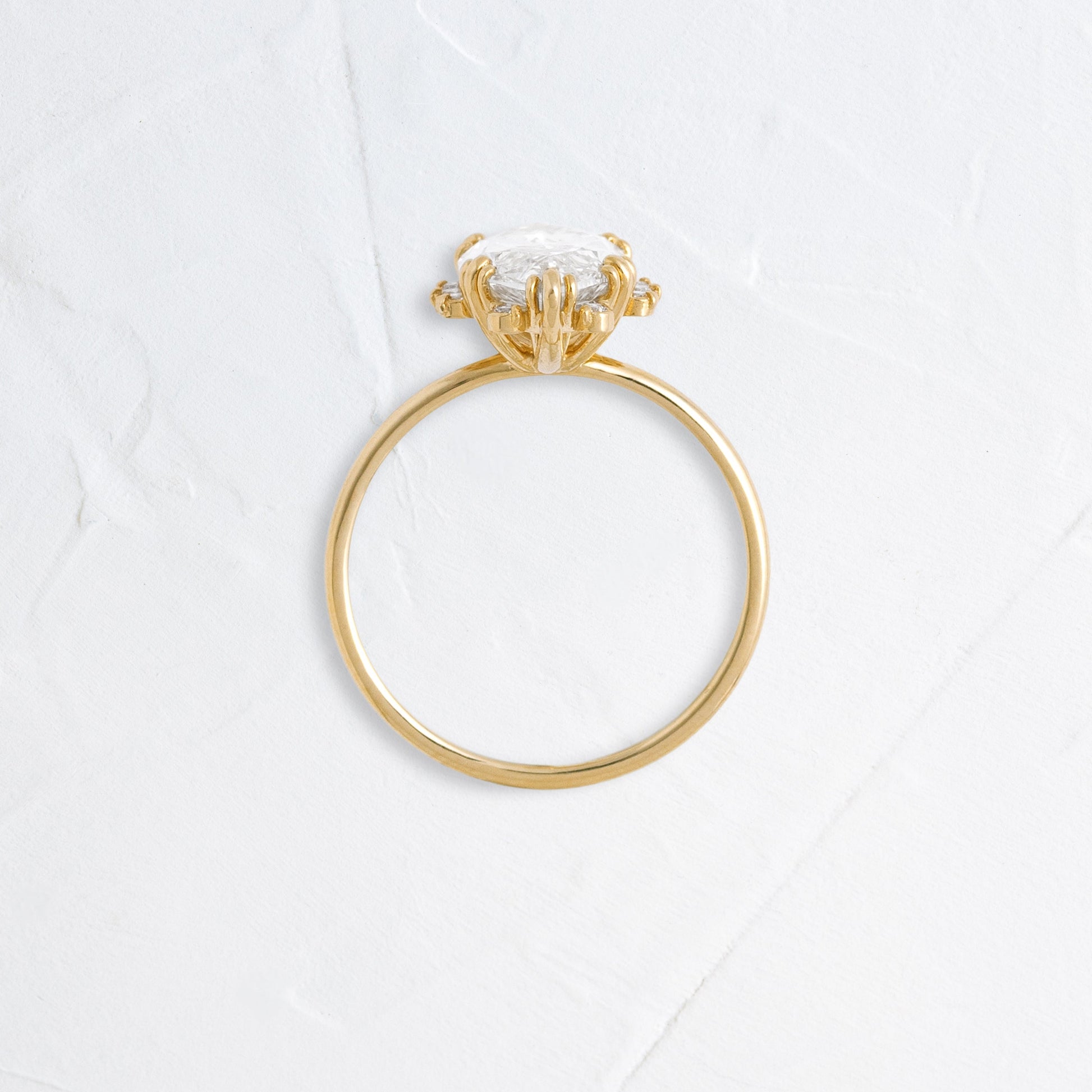 Halo & Triple Prong Style-Marquise Lab Grown Diamond Engagement Ring - Side view