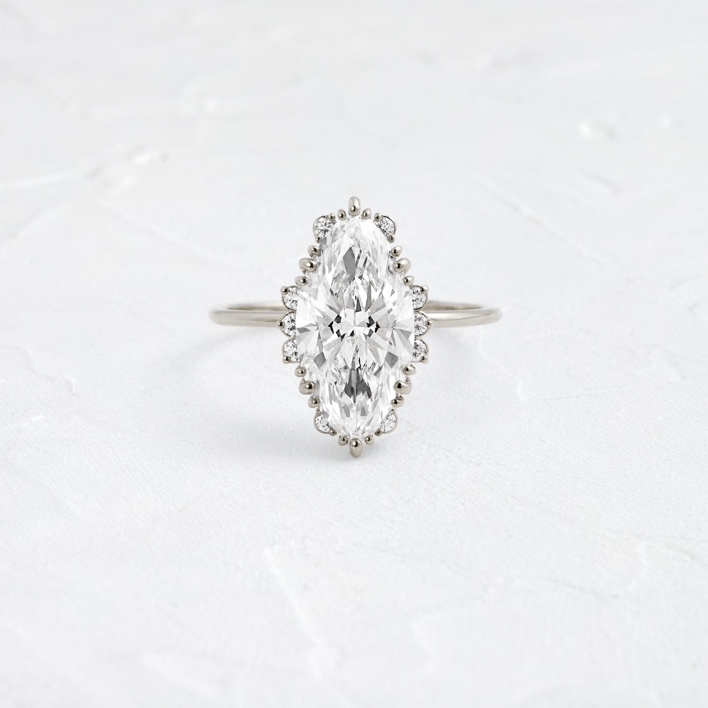 Halo & Triple Prong Style-Marquise Lab Grown Diamond Engagement Ring - Back view