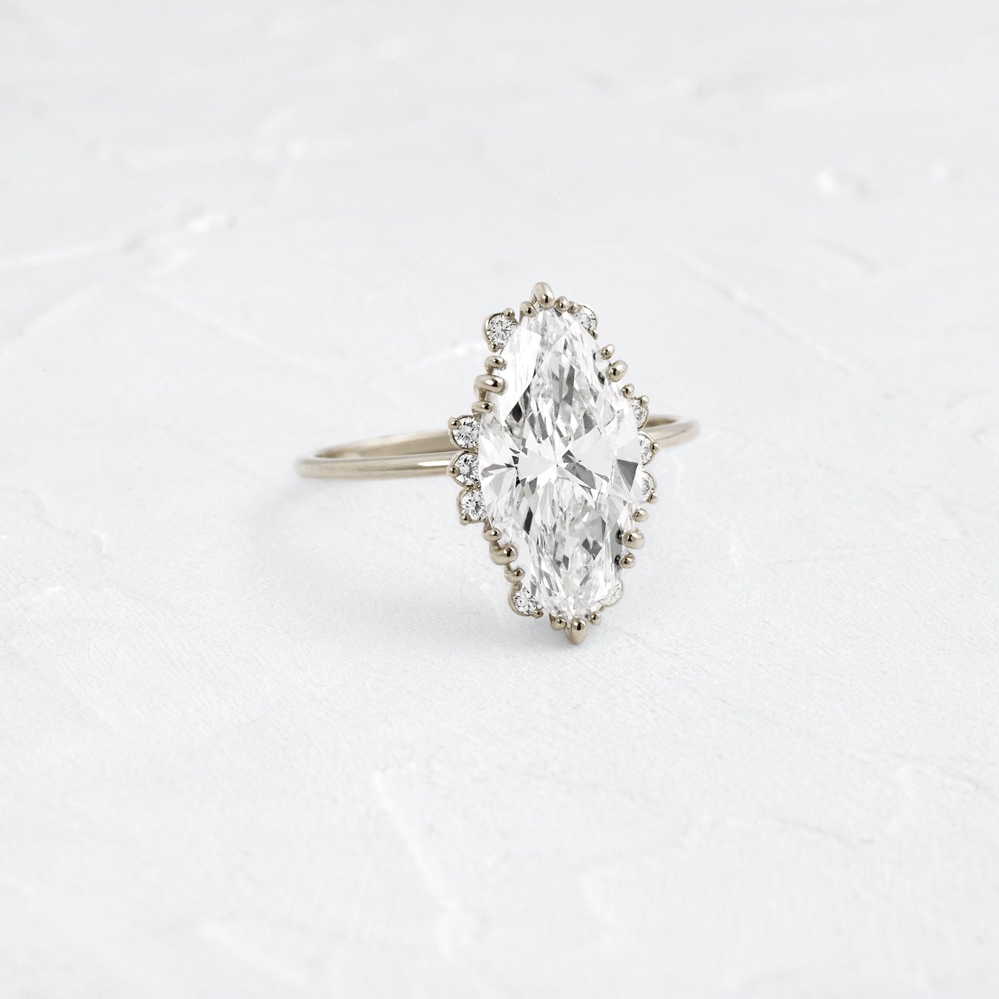 Halo & Triple Prong Style-Marquise Lab Grown Diamond Engagement Ring - Detail view