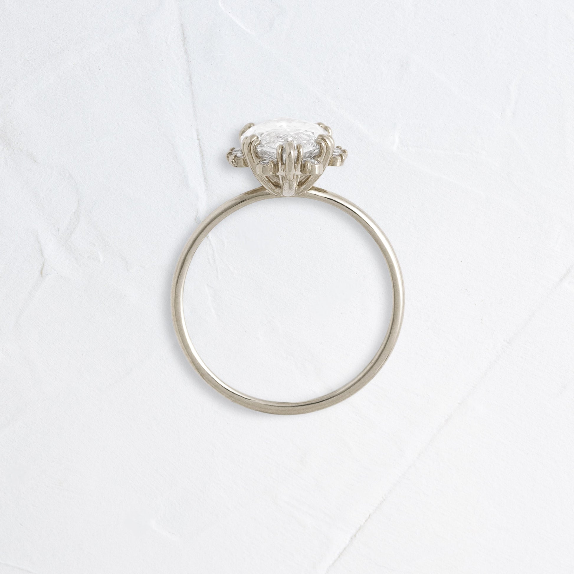 Halo & Triple Prong Style-Marquise Lab Grown Diamond Engagement Ring - On model