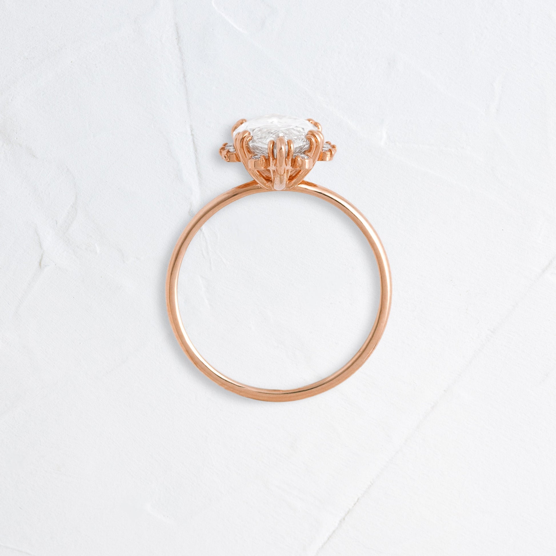 Halo & Triple Prong Style-Marquise Lab Grown Diamond Engagement Ring - Side view