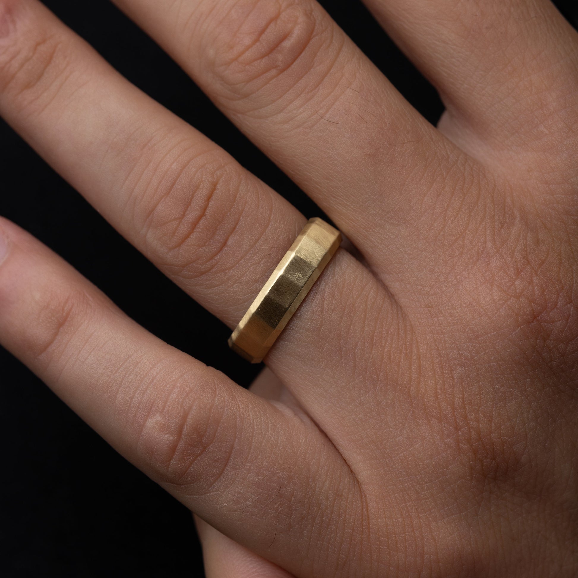 Hammered Finish- Men's Wedding BandHammered Finish- Men's Wedding Band - Side view