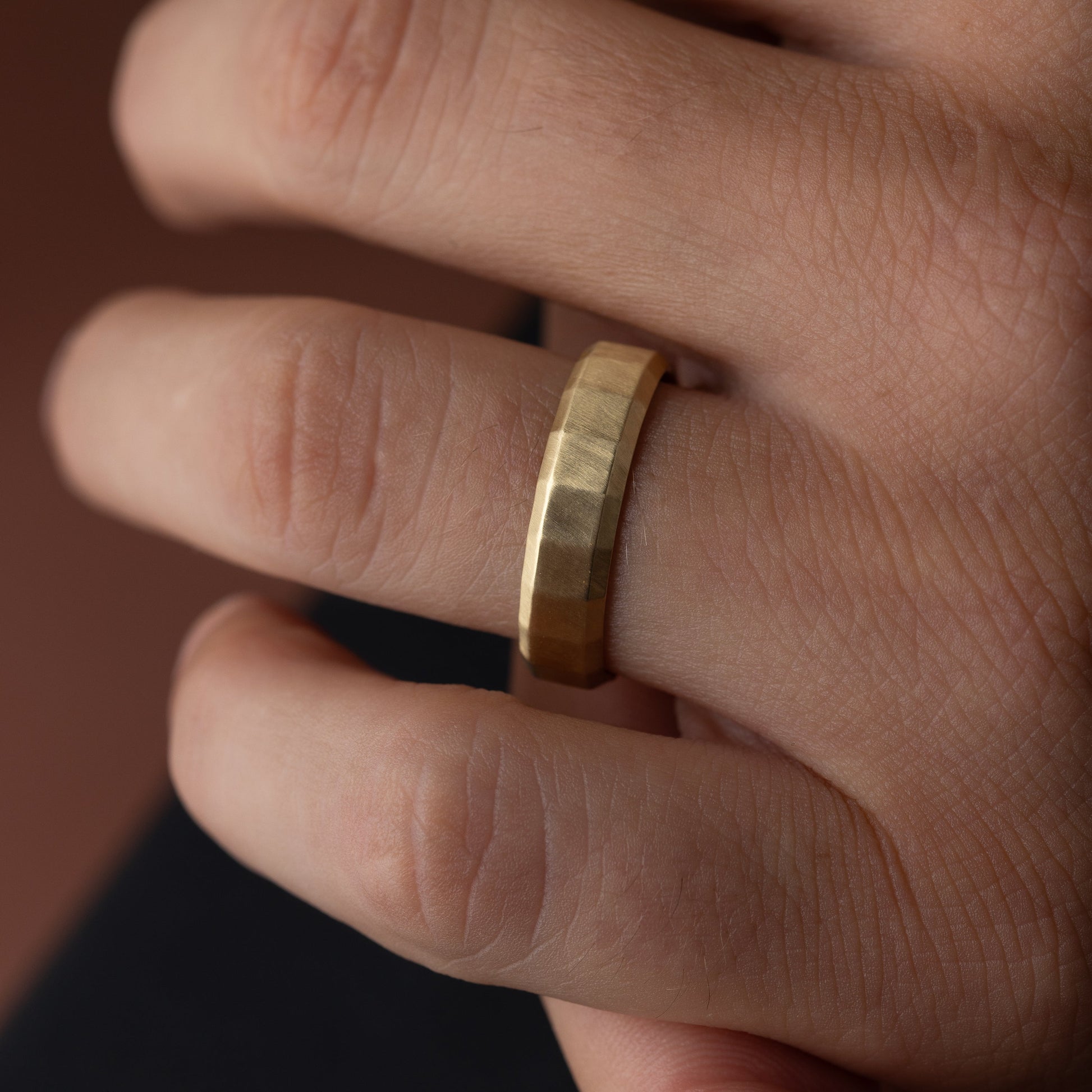 Hammered Finish- Men's Wedding BandHammered Finish- Men's Wedding Band - Back view