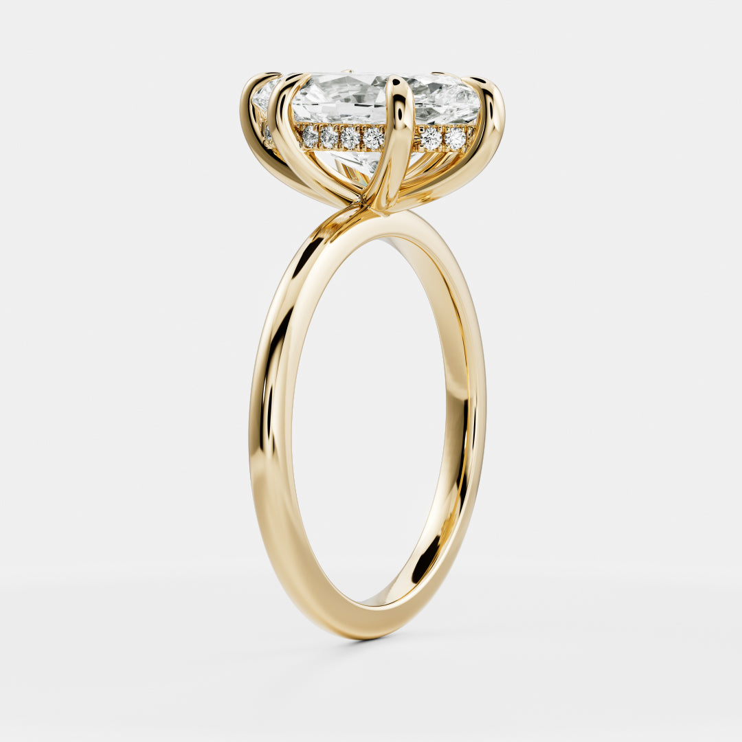 Hidden Halo- 1.6 CT Marquise Moissanite Engagement RingHidden Halo- 1.6 CT Marquise Moissanite Engagement Ring - Front view
