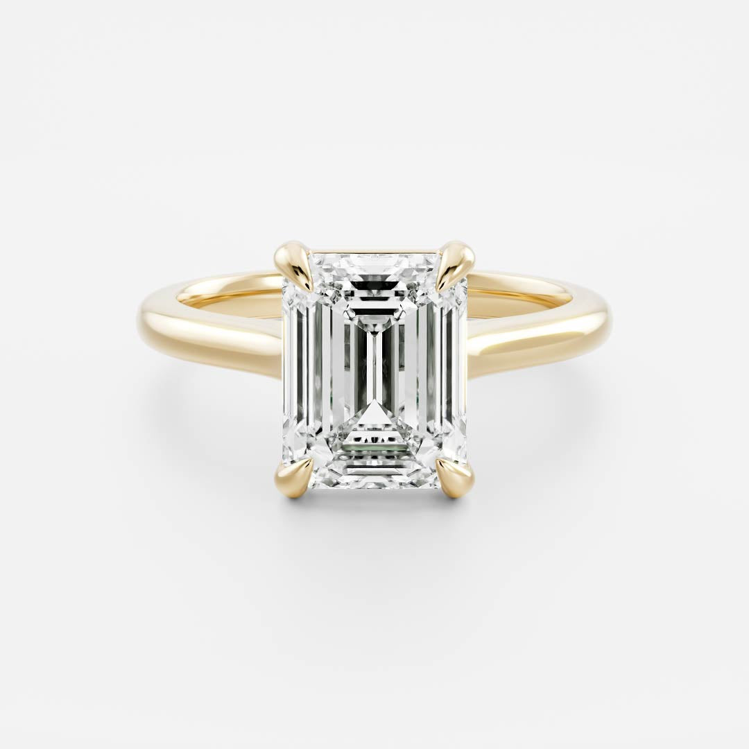Hidden Halo Cathedral- 2.2 CT Emerald Moissanite Engagement RingHidden Halo Cathedral- 2.2 CT Emerald Moissanite Engagement Ring - Front view