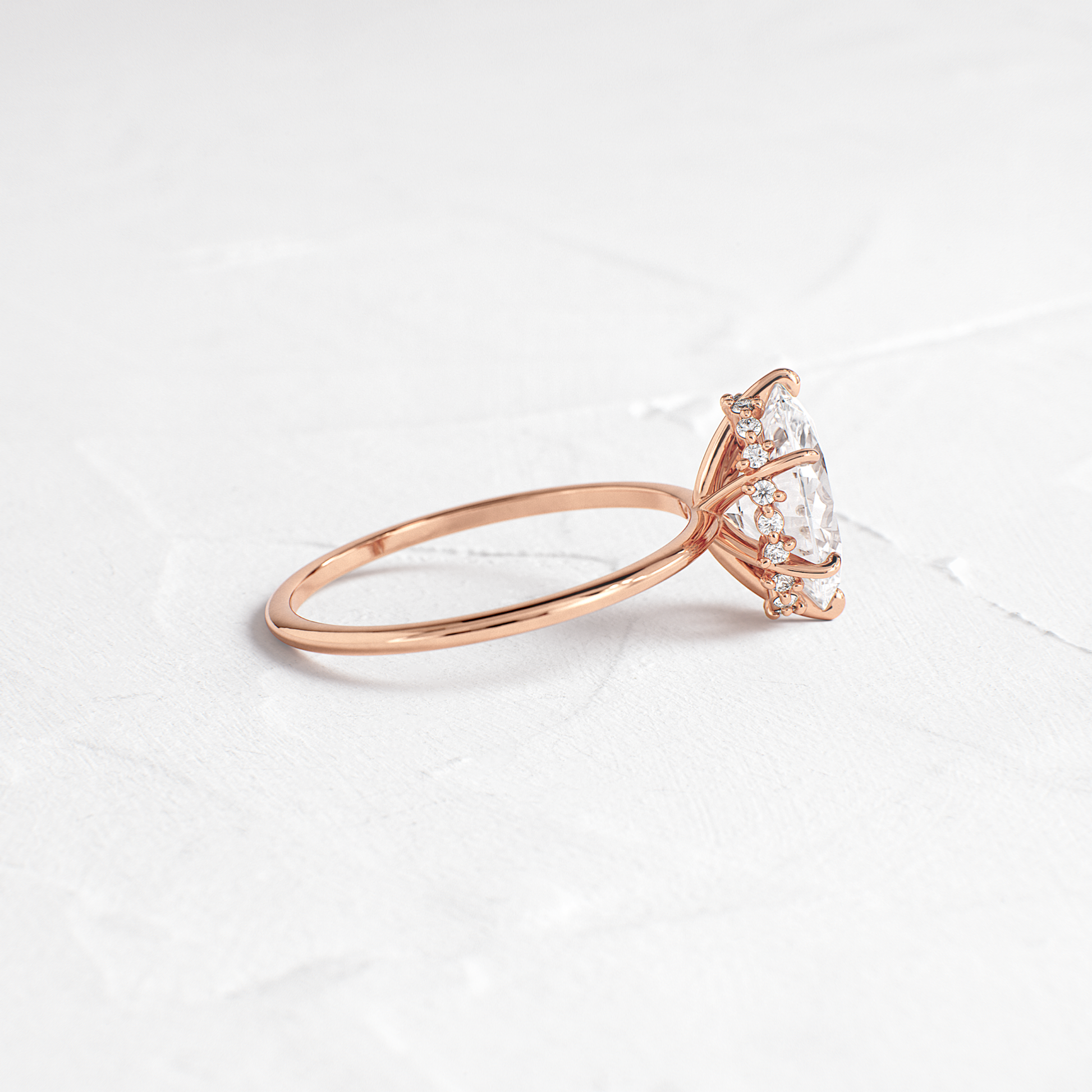 Hidden Halo-Oval Lab Grown Diamond Engagement Ring - Detail view