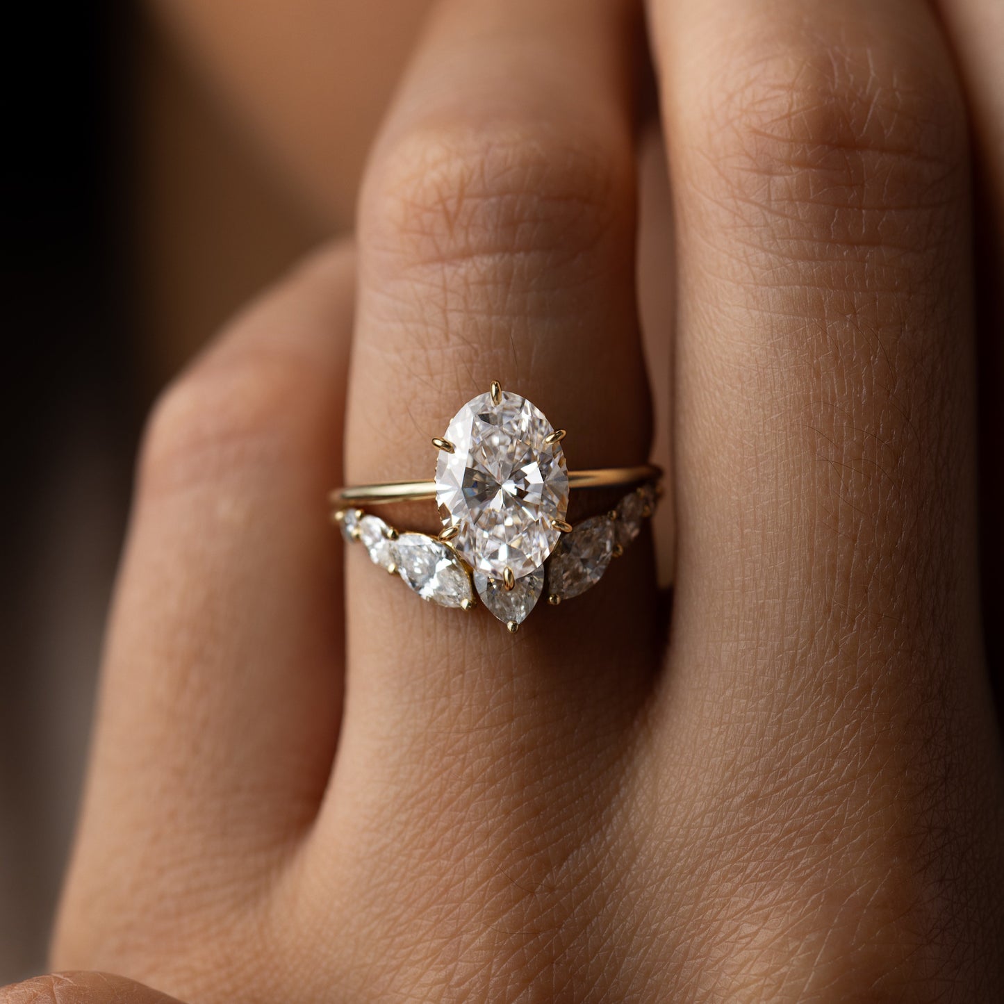 Hidden Halo-Oval Lab Grown Diamond Engagement Ring - Lifestyle