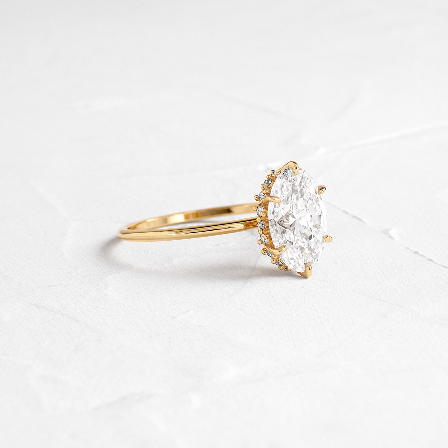 Hidden Halo-Oval Lab Grown Diamond Engagement Ring - Front view
