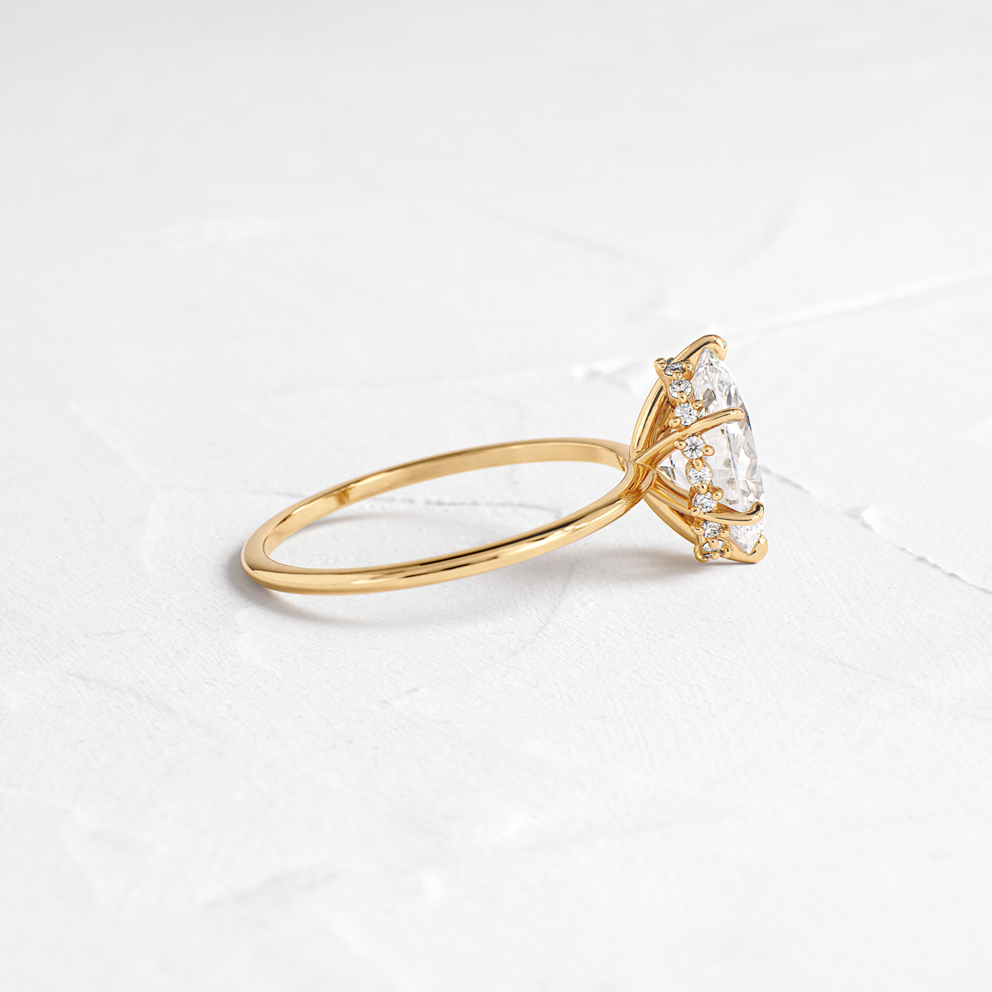 Hidden Halo-Oval Lab Grown Diamond Engagement Ring - Side view