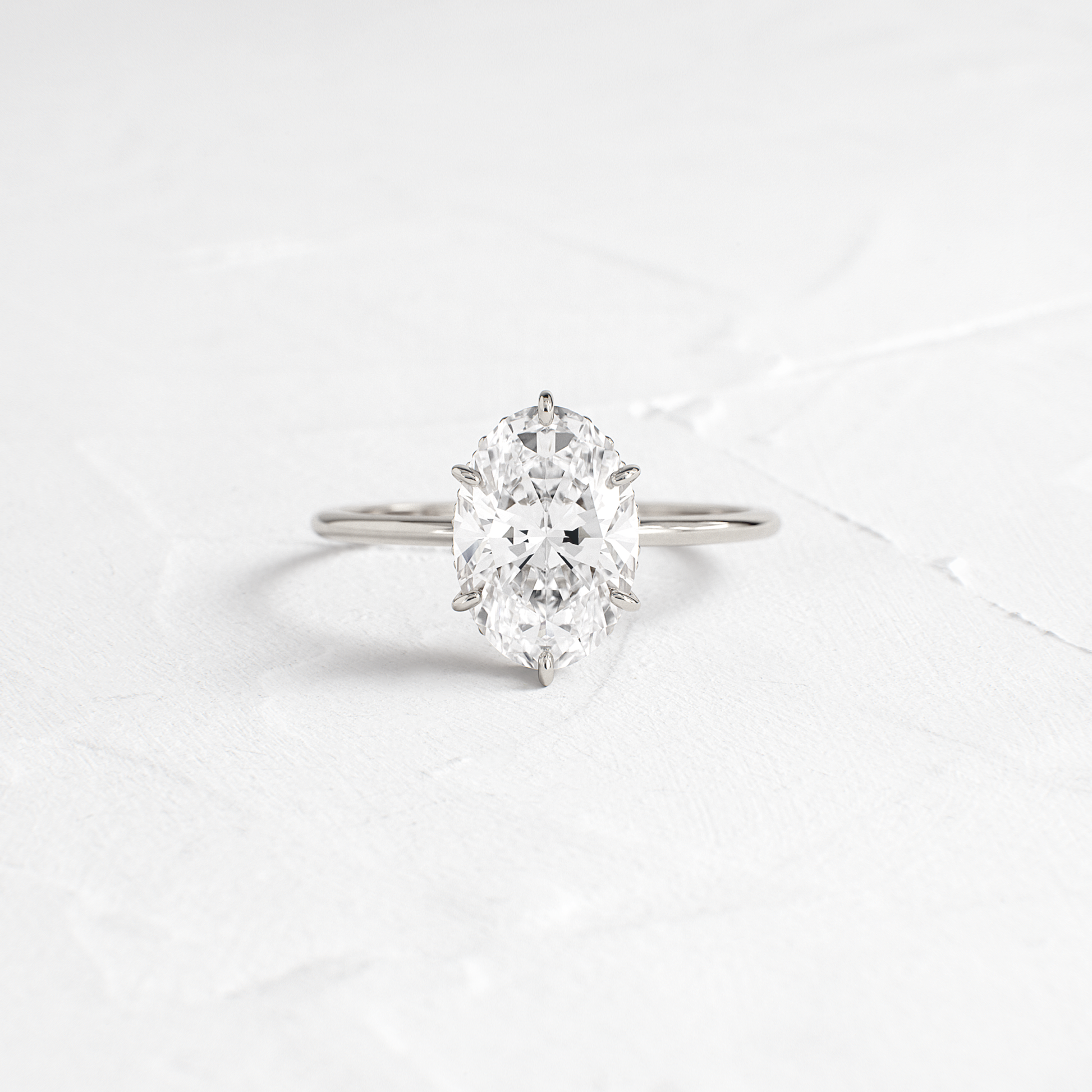 Hidden Halo-Oval Lab Grown Diamond Engagement Ring - Detail view