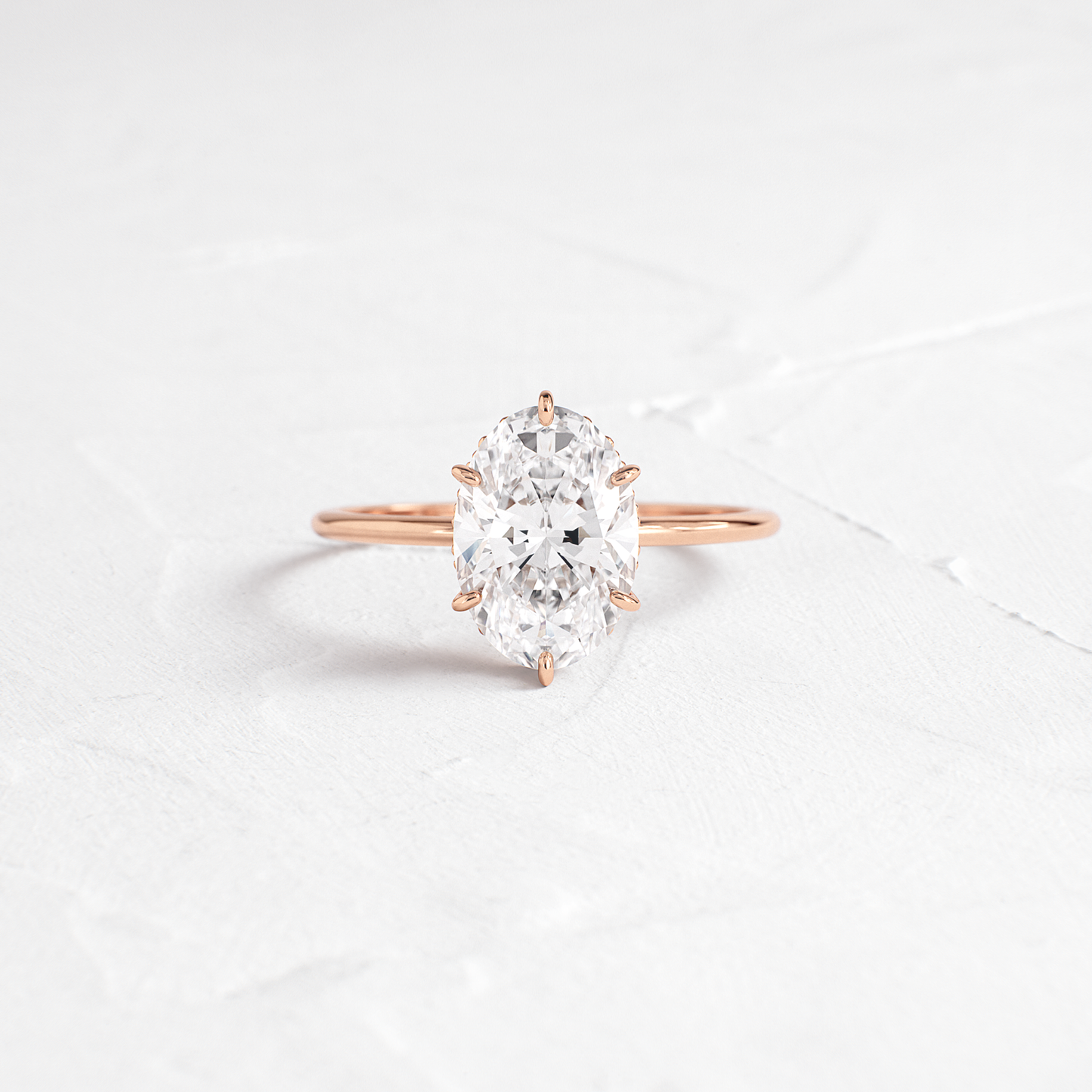 Hidden Halo-Oval Lab Grown Diamond Engagement Ring - Side view