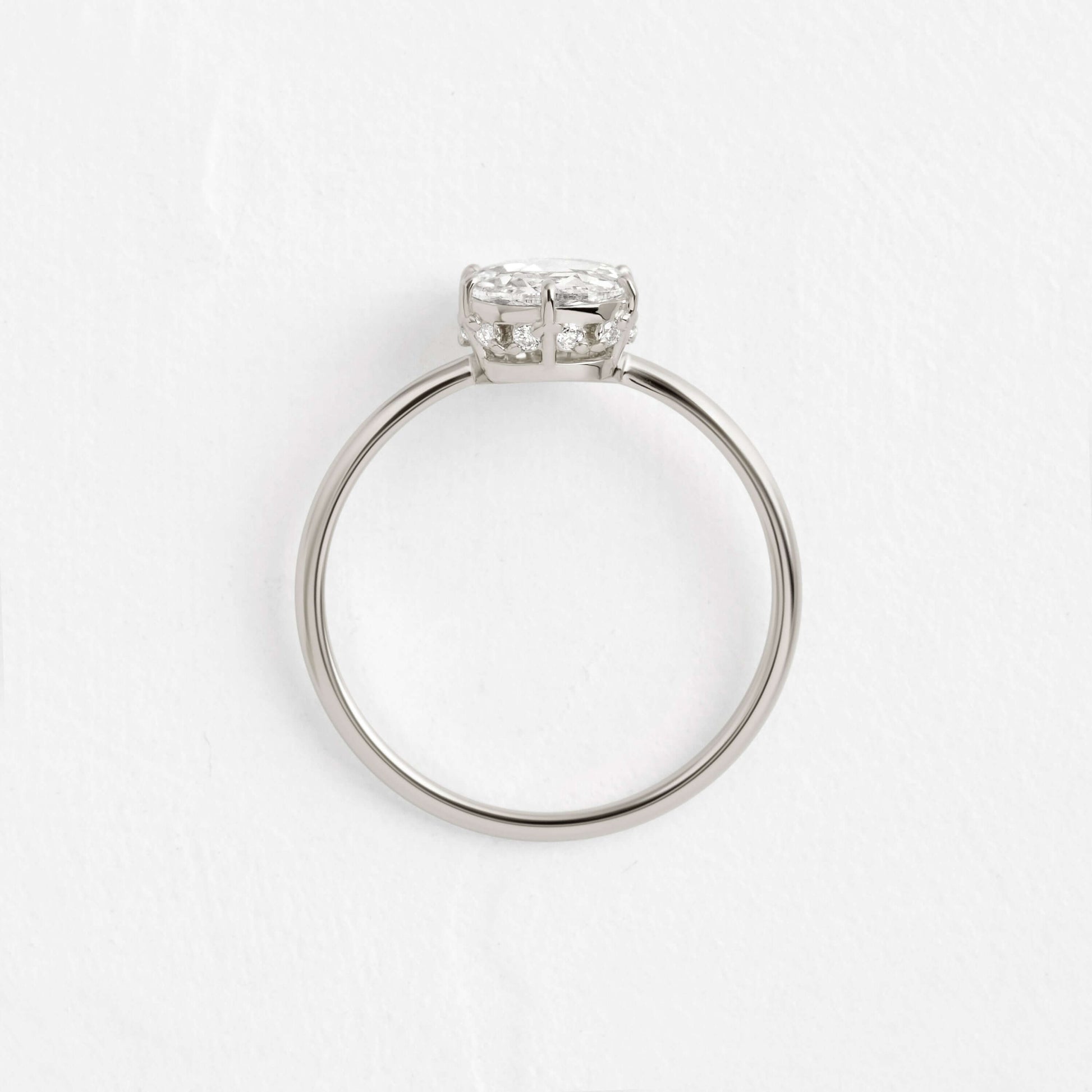 Hidden Halo-Rose Cut Lab Grown Diamond Engagement Ring - Detail view