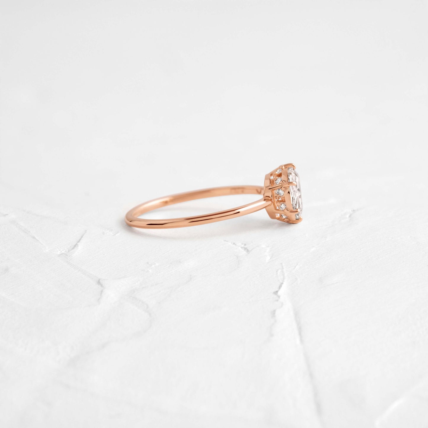 Hidden Halo-Rose Cut Lab Grown Diamond Engagement Ring - Back view