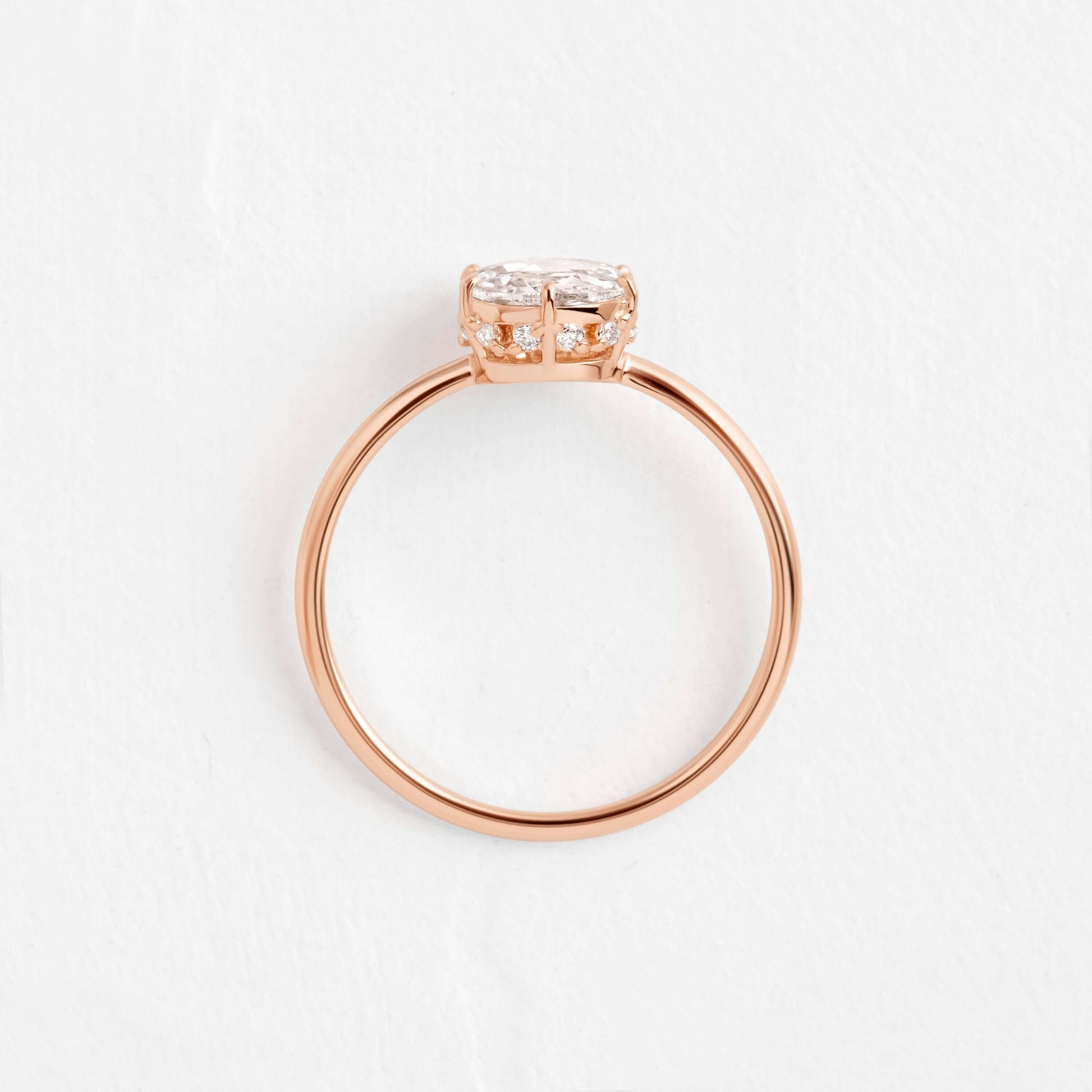 Hidden Halo-Rose Cut Lab Grown Diamond Engagement Ring - Detail view