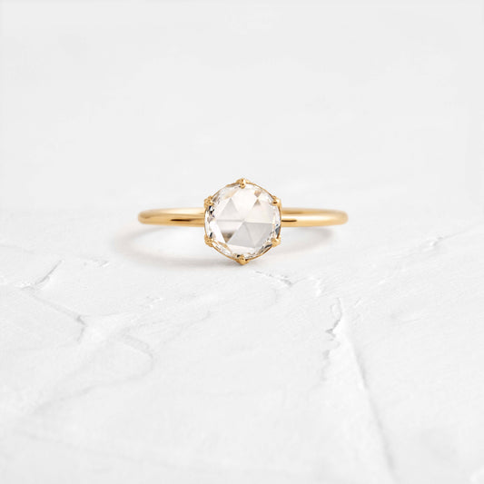 Hidden Halo-Rose Cut Lab Grown Diamond Engagement Ring - Front view