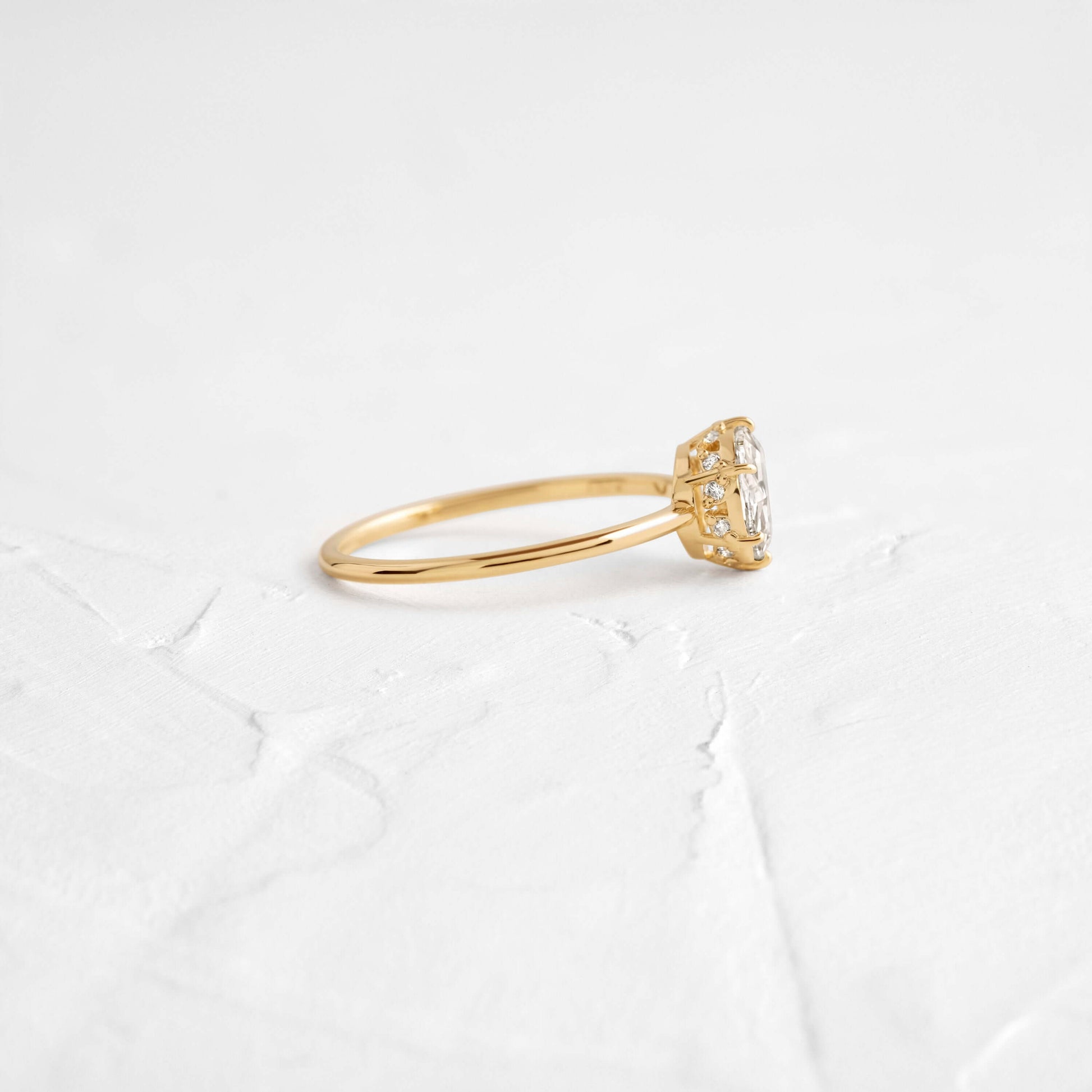 Hidden Halo-Rose Cut Lab Grown Diamond Engagement Ring - Side view