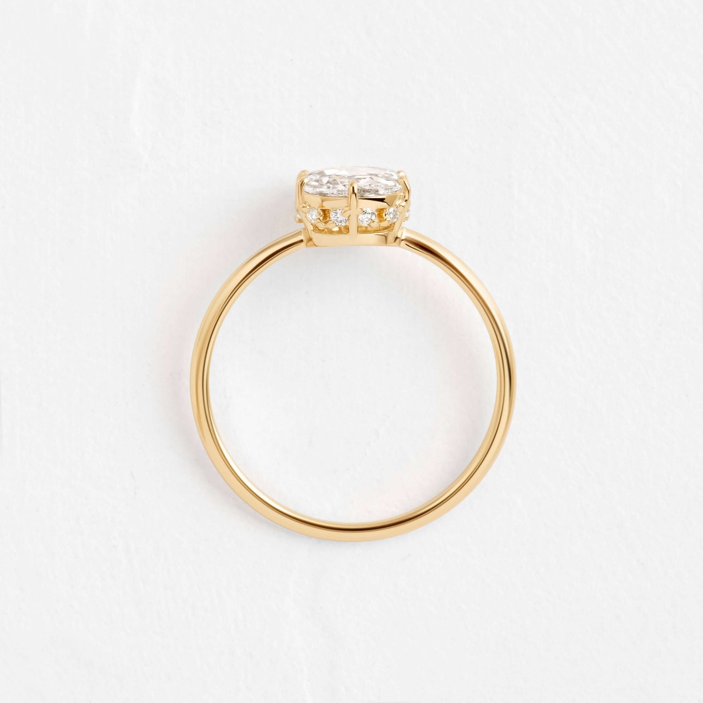 Hidden Halo-Rose Cut Lab Grown Diamond Engagement Ring - Back view