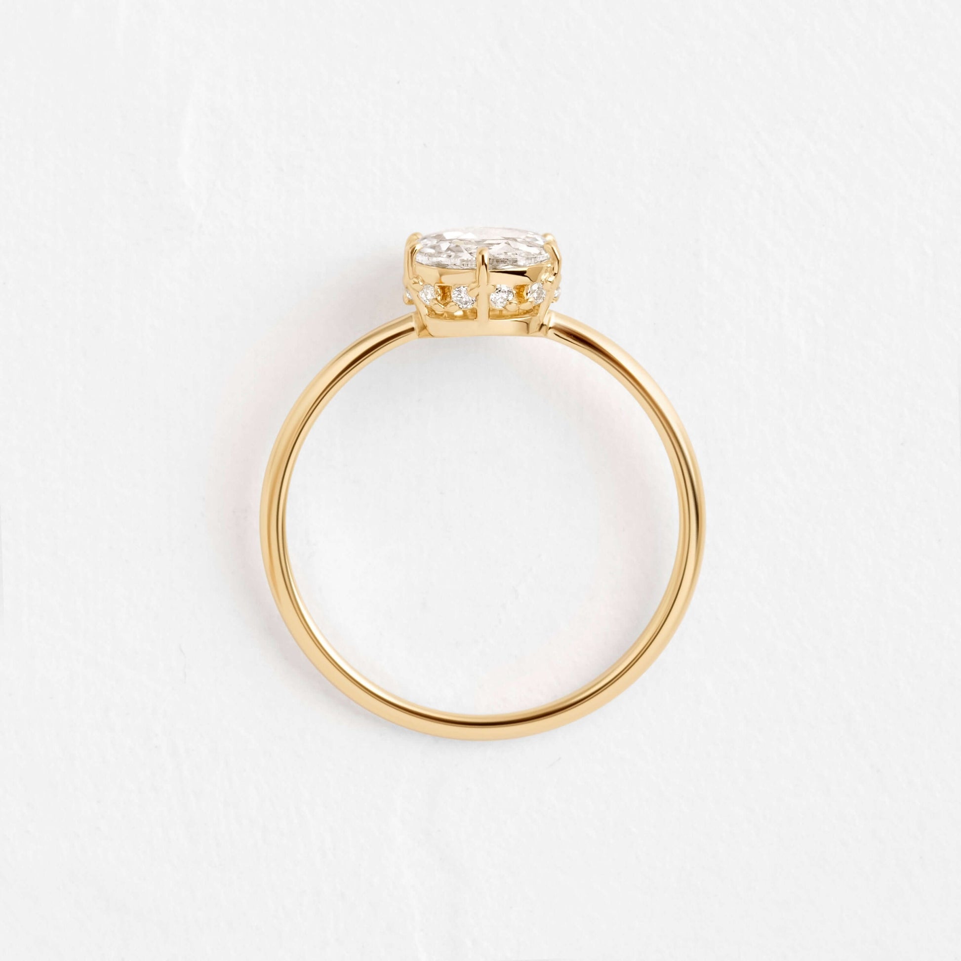 Hidden Halo-Rose Cut Lab Grown Diamond Engagement Ring - Back view