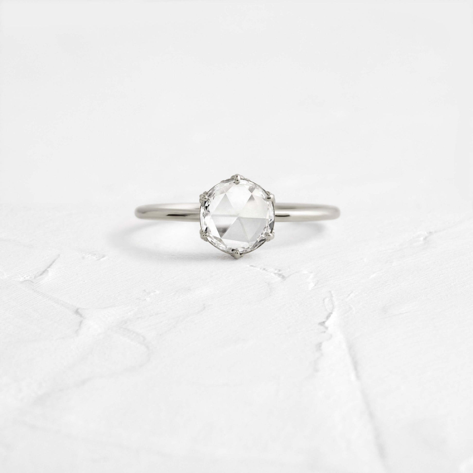 Hidden Halo-Rose Cut Lab Grown Diamond Engagement Ring - Front view