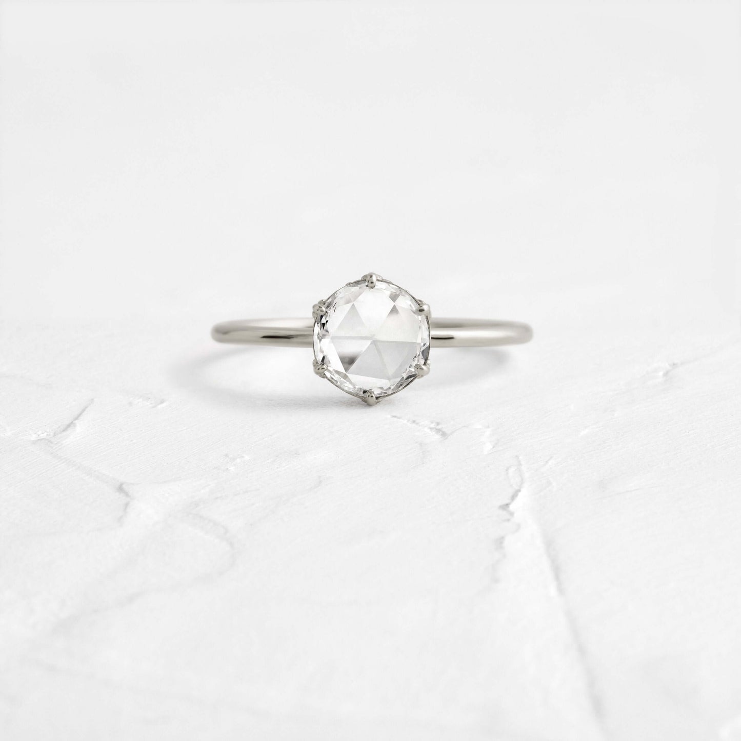 Hidden Halo-Rose Cut Lab Grown Diamond Engagement Ring - Front view