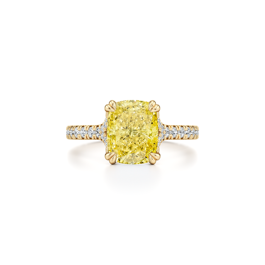Elle Elongated Cushion Cut Solitaire Yellow Diamond Engagement Ring | Saviera Jewels