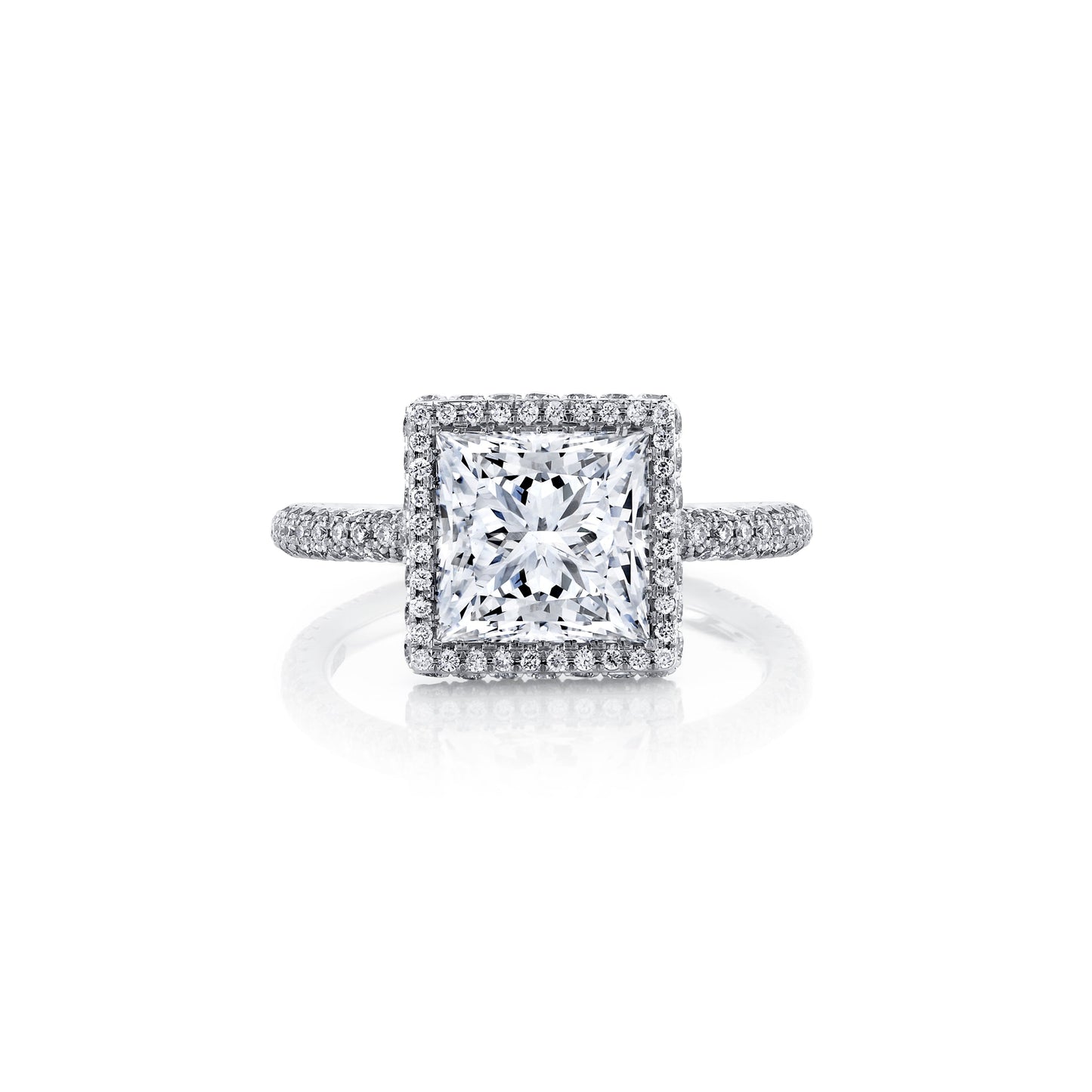 Alyssa Invisible Halo Radiant Lab Diamond Engagement Ring | Saviera Jewels