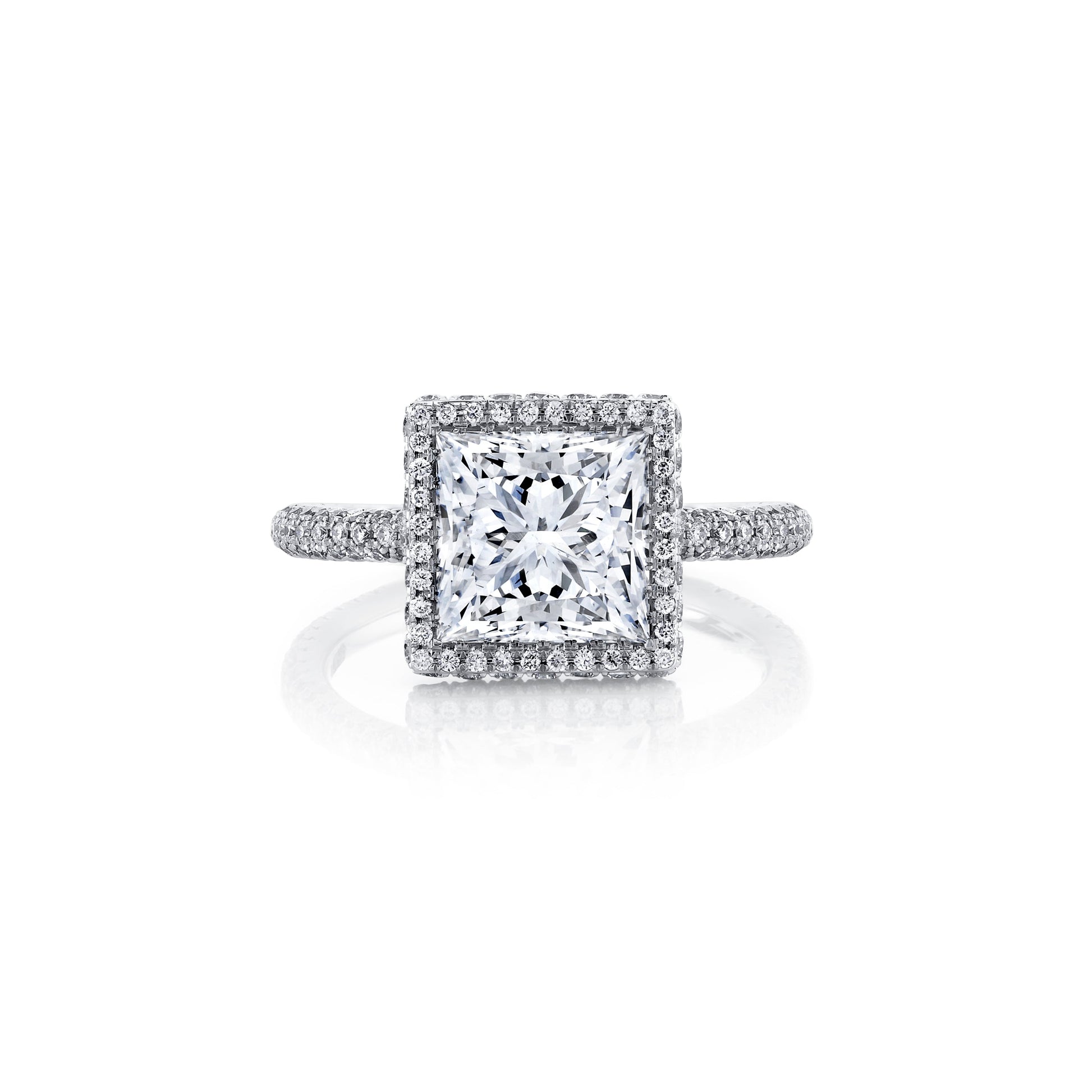 Alyssa Invisible Halo Radiant Lab Diamond Engagement Ring | Saviera Jewels