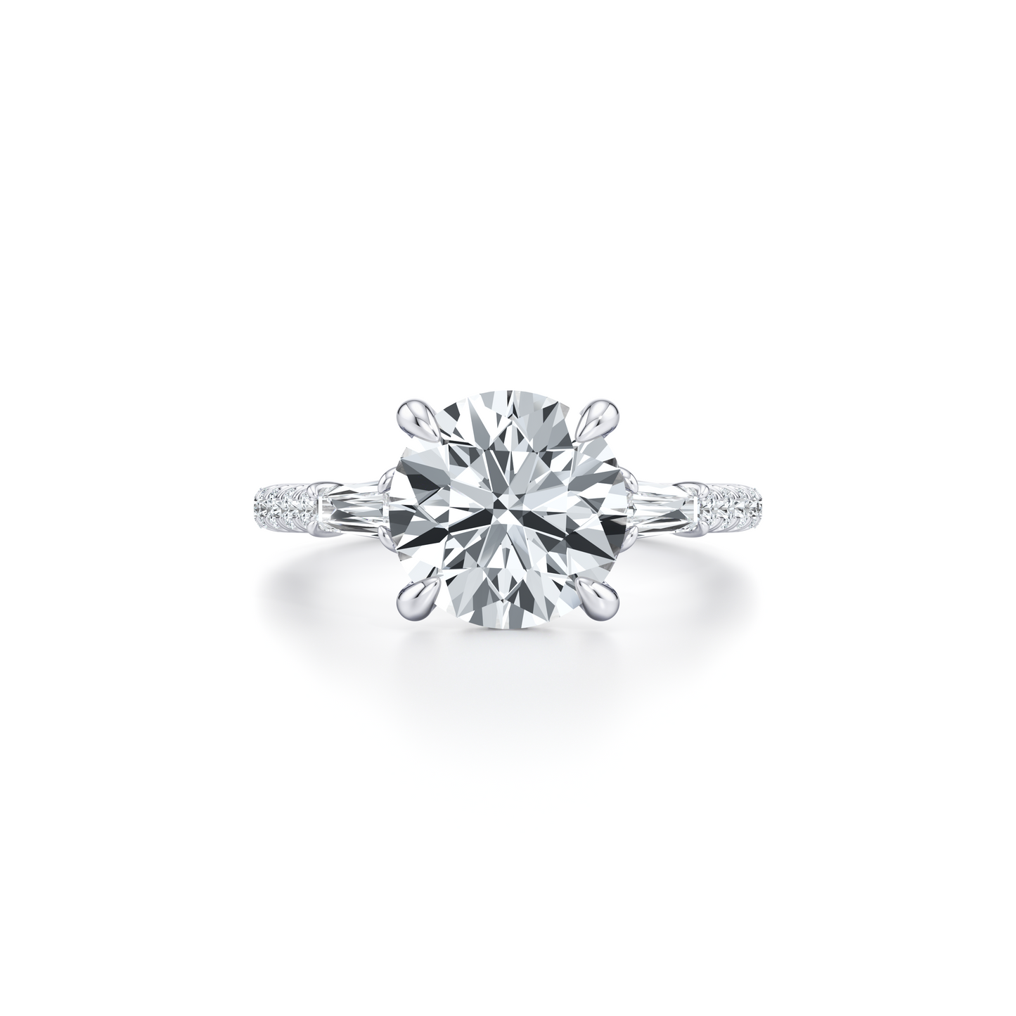Chelsea Baguette Radiant Three Stone Lab Diamond Engagement Ring | Saviera Jewels