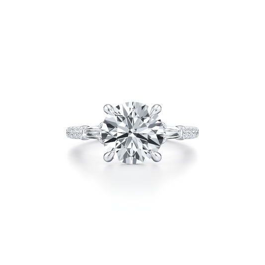 Chelsea Baguette Radiant Three Stone Lab Diamond Engagement Ring | Saviera Jewels