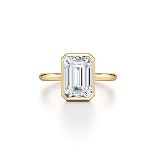 Audrey Emerald Bezel Lab Diamond Engagement Ring | Saviera Jewels