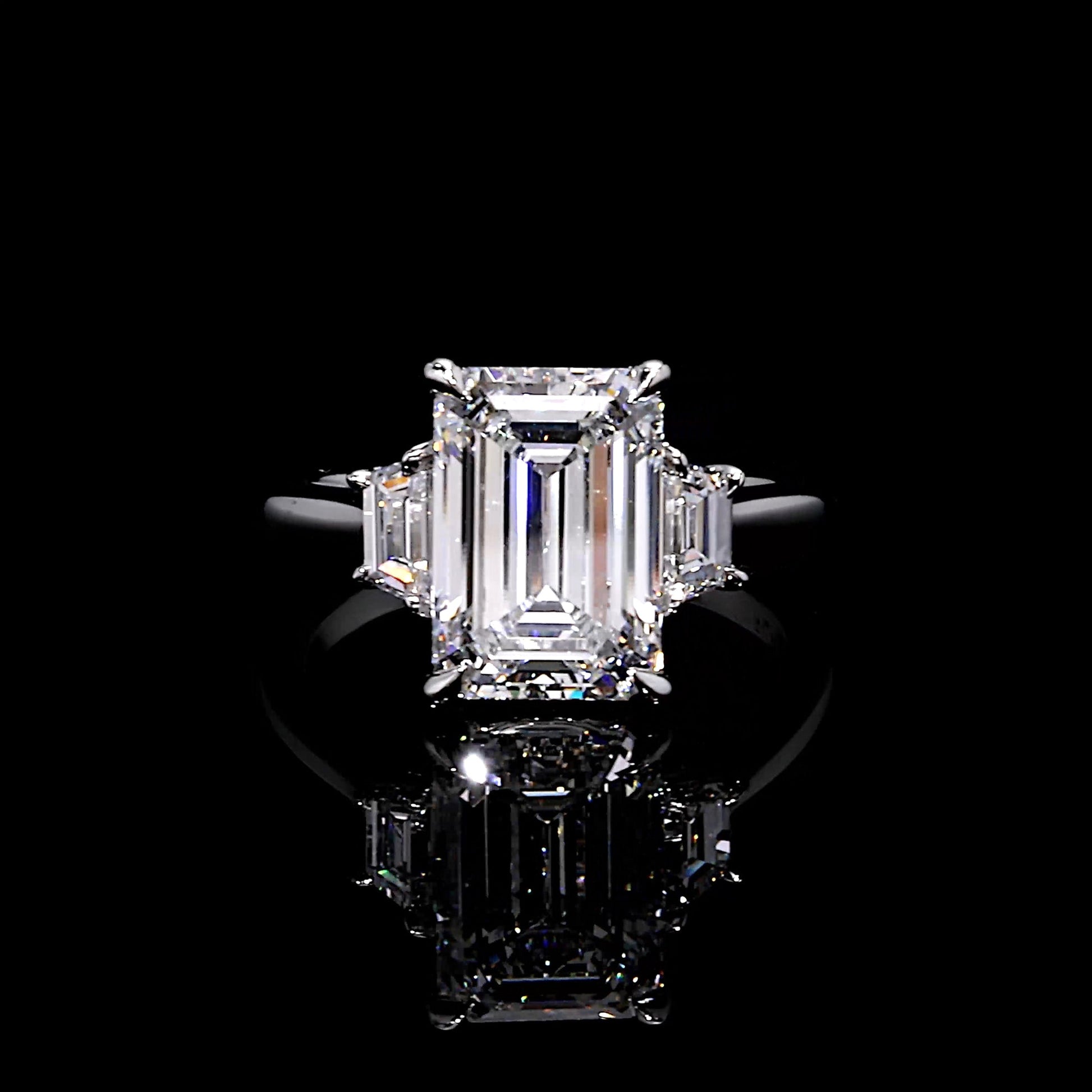 Chelsea Emerald Three Stone Engagement Ring - view 9