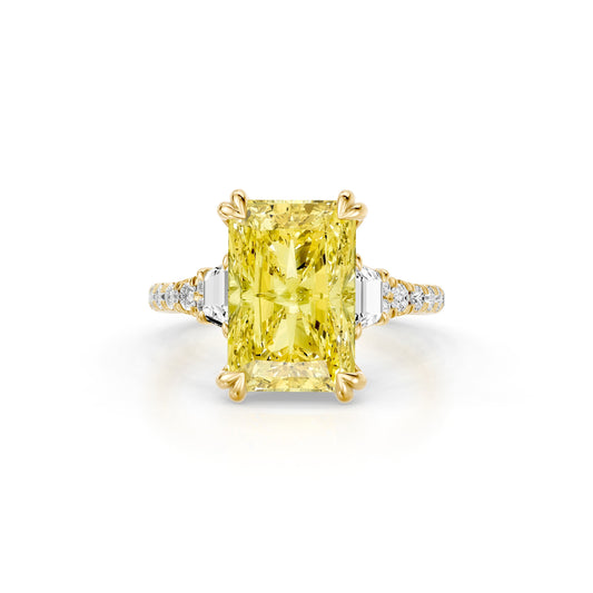 High Jewelry | Jane Radiant Yellow Diamond Three Stone Engagement Ring | Saviera Jewels