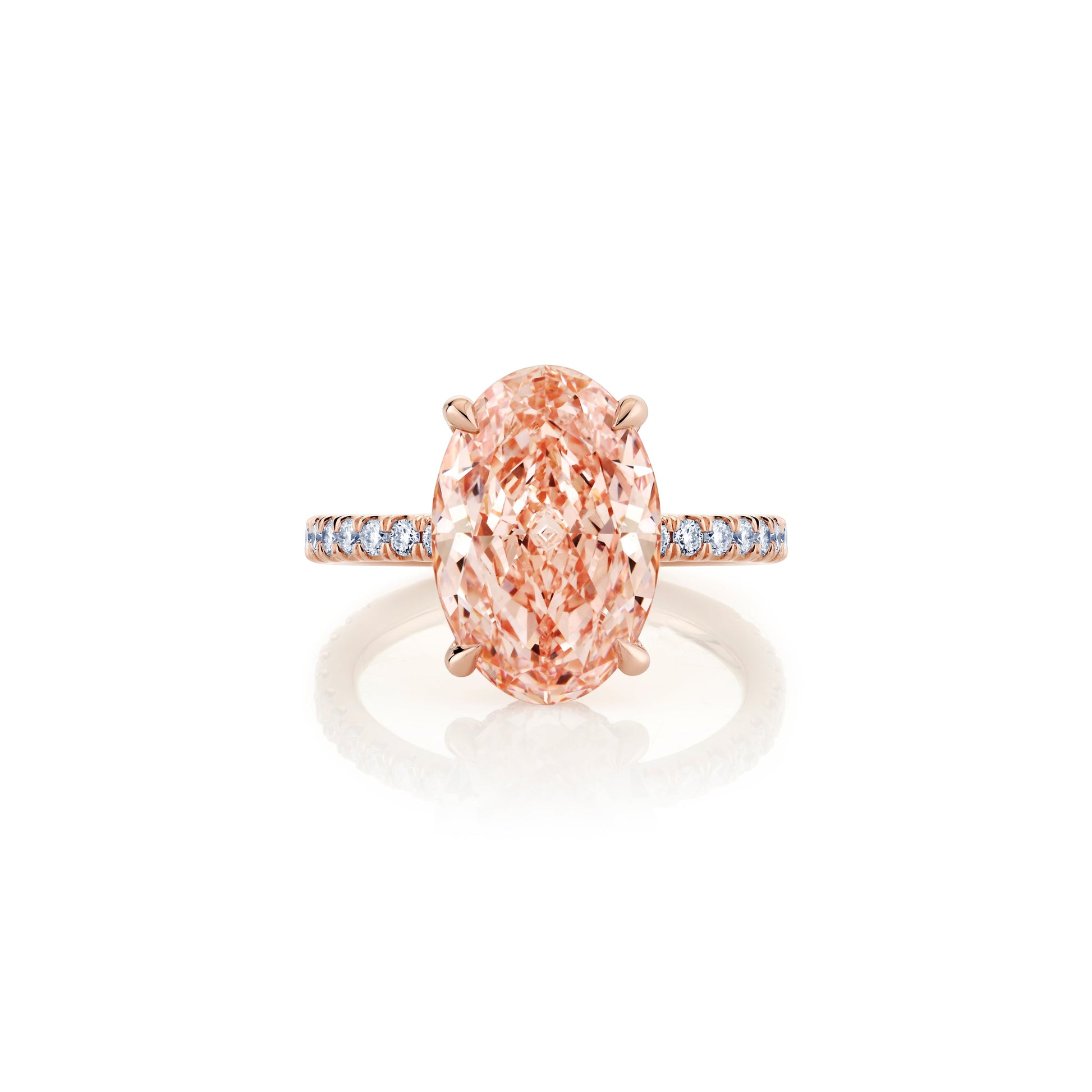 Audrey Oval Solitaire Lab Pink Diamond Engagement Ring - view 12