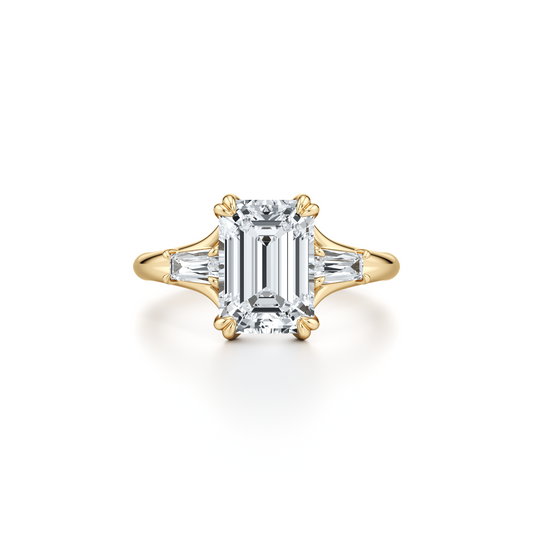 Jane Emerald Three Stone Engagement Ring | Saviera Jewels