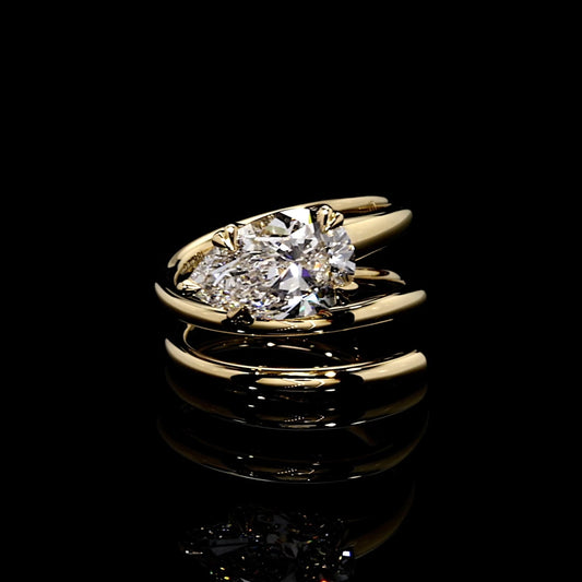 High Jewelry | Lauren Pear Solitaire Lab Diamond Engagement Ring | Saviera Jewels