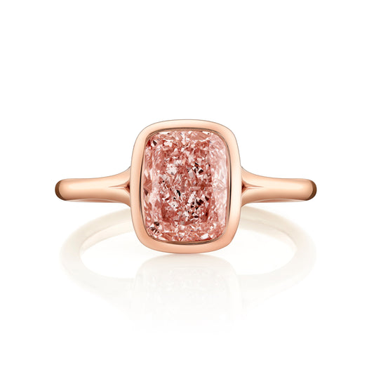 Elle Cushion Bezel Lab Pink Diamond Engagement Ring | Saviera Jewels
